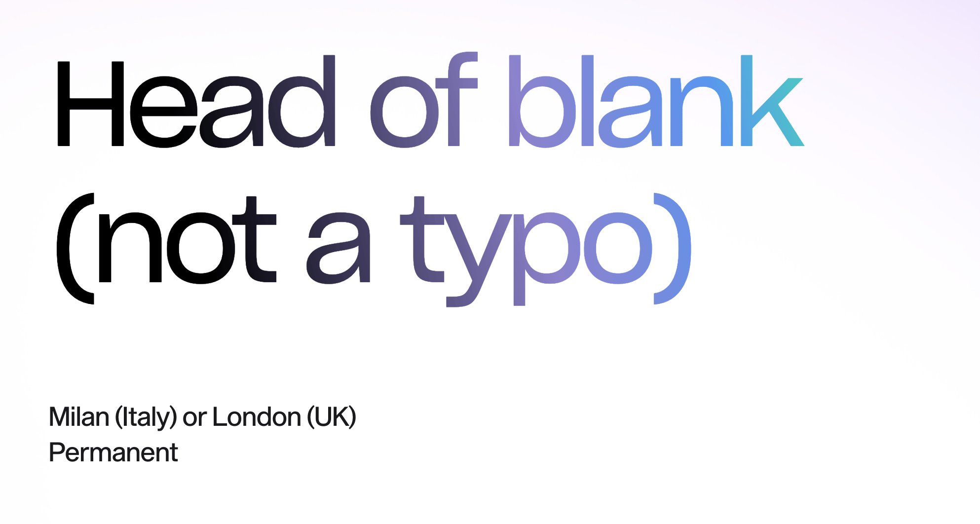 Screenshot of Bending Spoons' 'head of blank' job advert