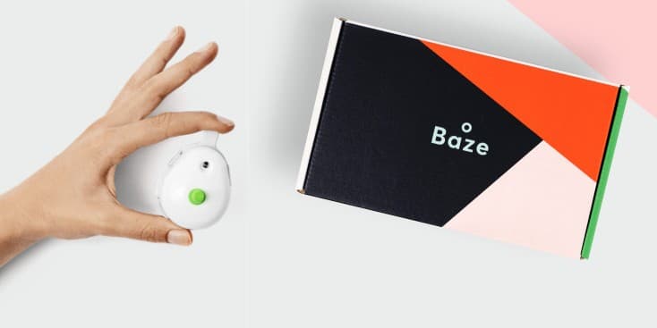 Baze's blood collection device simply sticks on your arm.