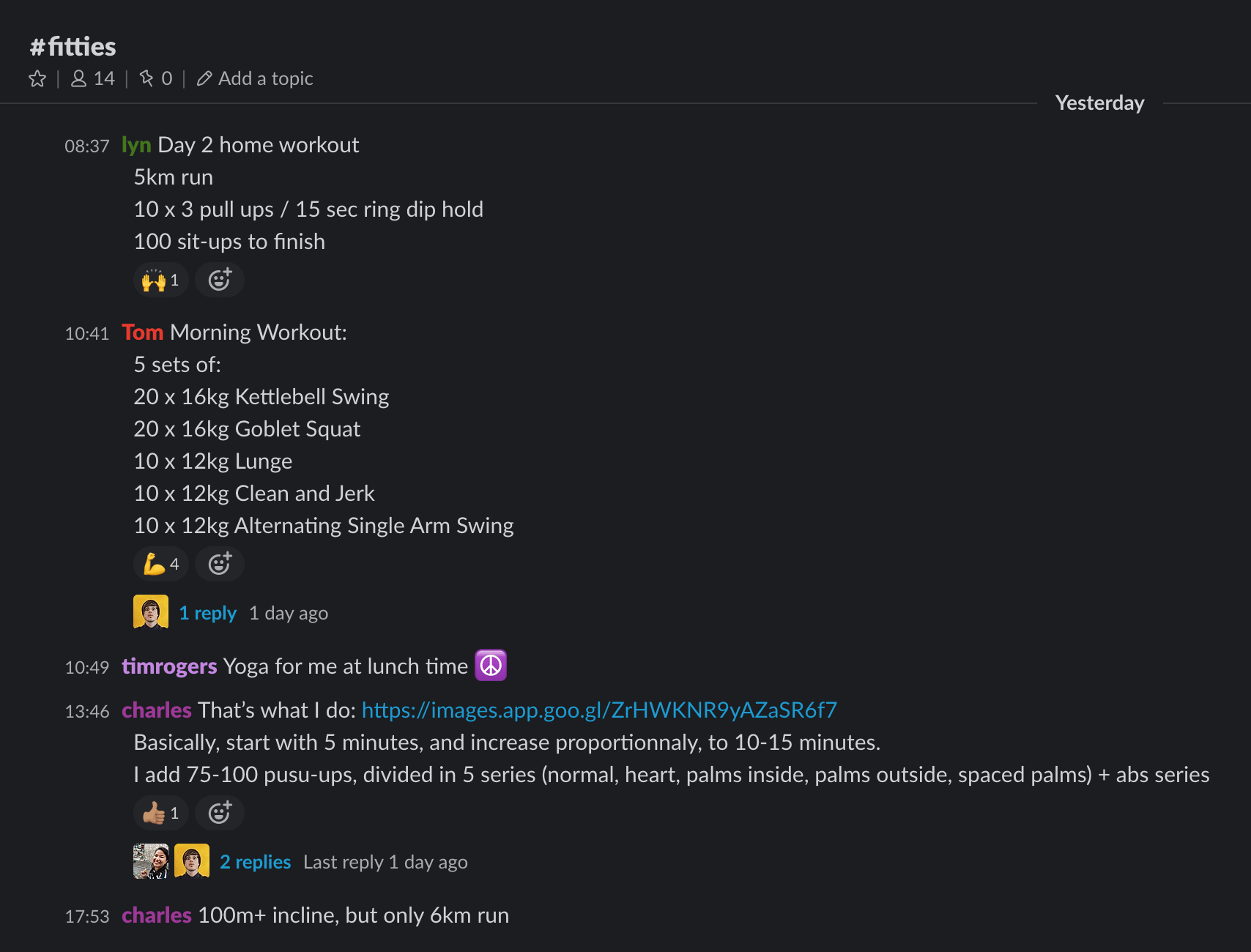 Picture of Duffel company slack channel working from home