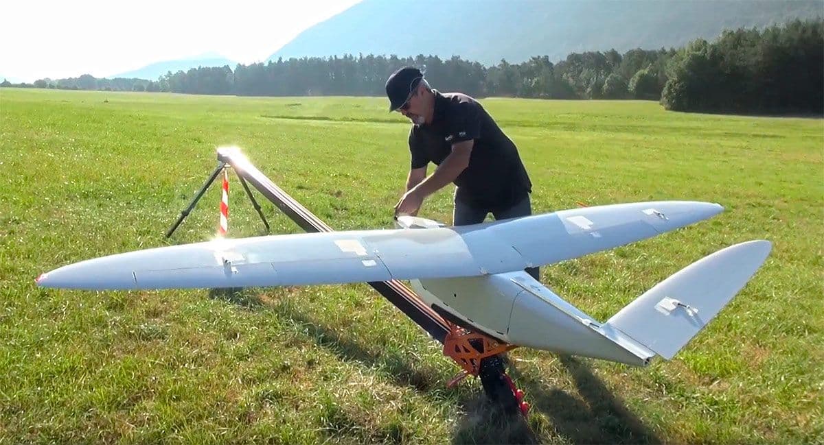 A photo by Delair showing one of its drones ready to be catapulted into the sky.