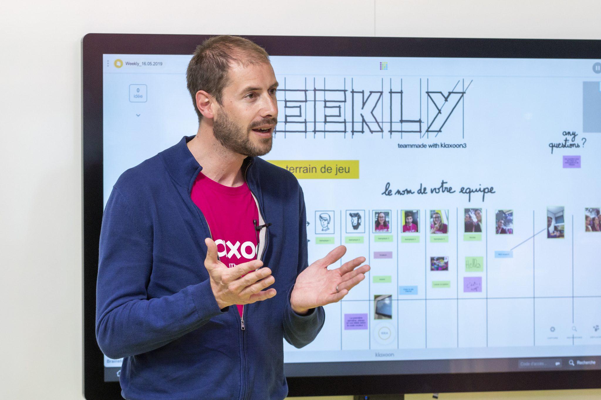 A portrait of Klaxoon founder Matthieu Beucher