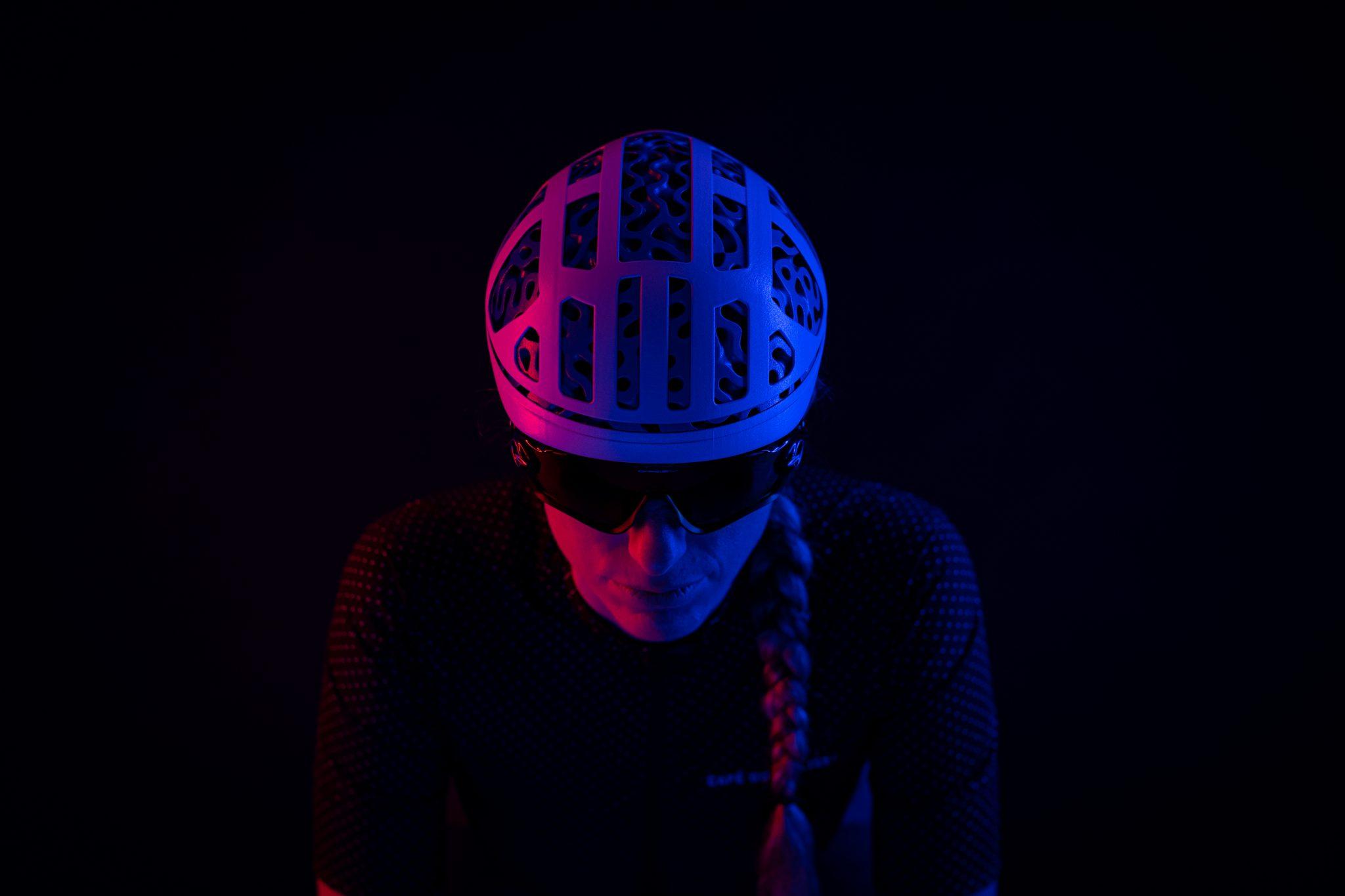 A bike helmet designed by Hyperganics.