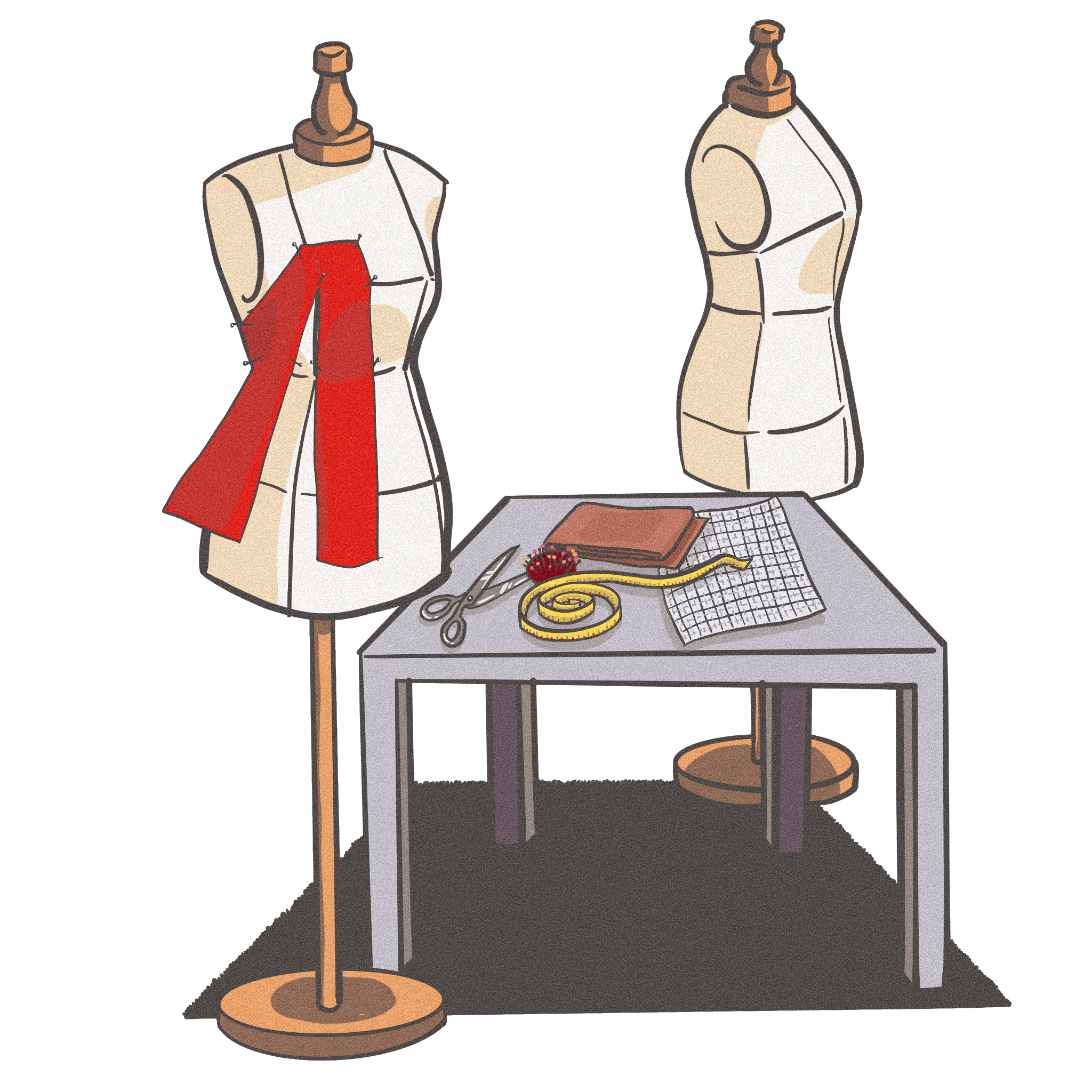 A sketch of traditional French fashion style haute couture