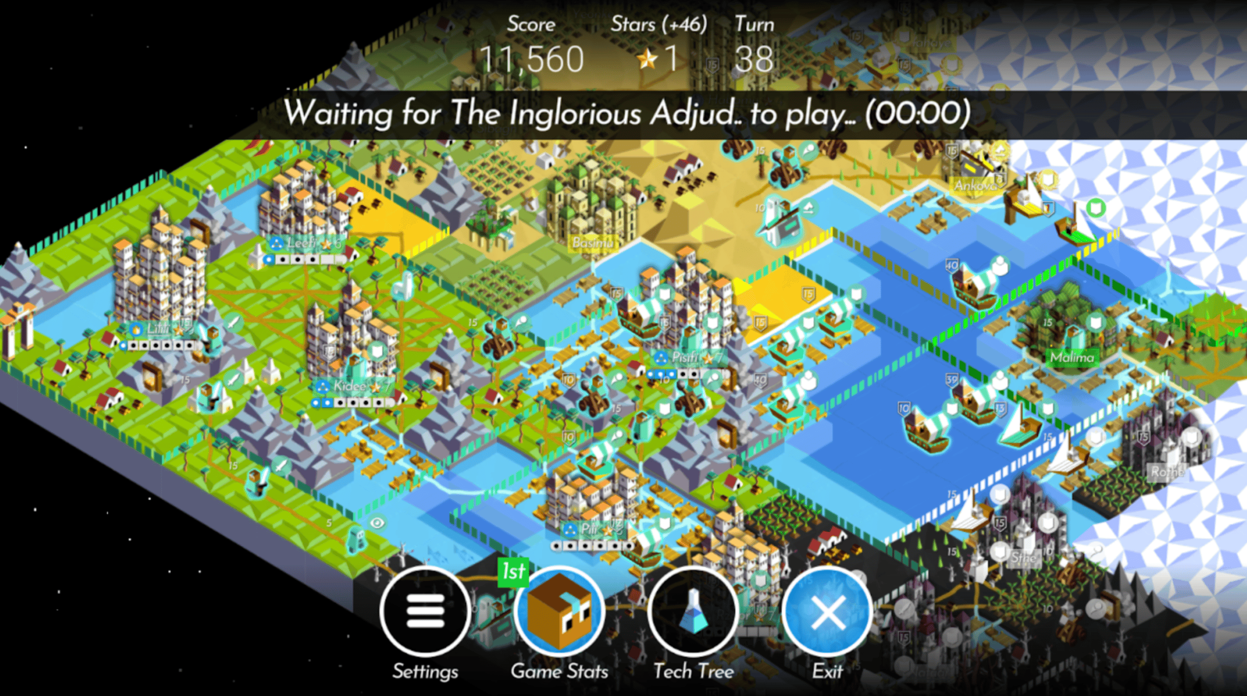 A game of isometric strategy game Polytopia in action