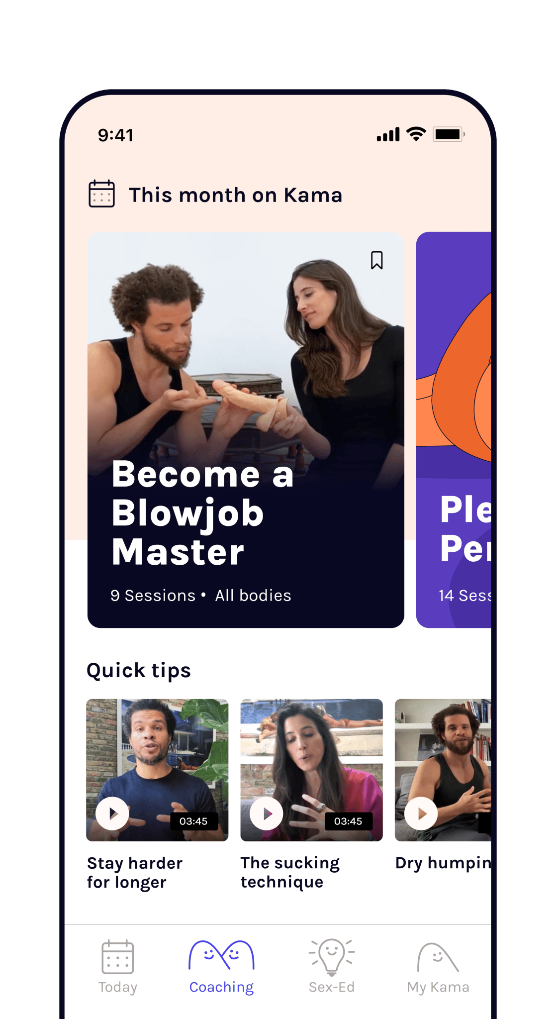A screengrab of Kama's sex education platform