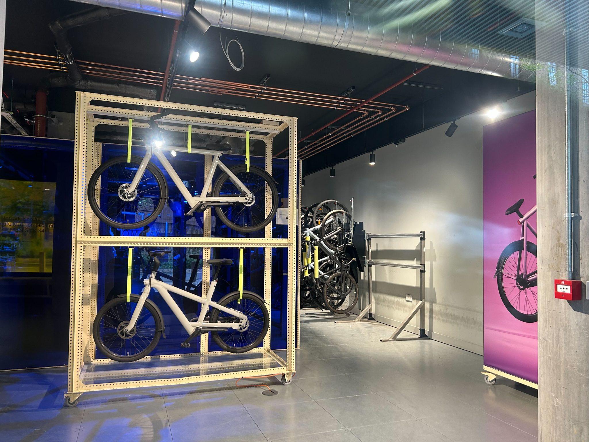 Bikes inside the Battersea VanMoof shop