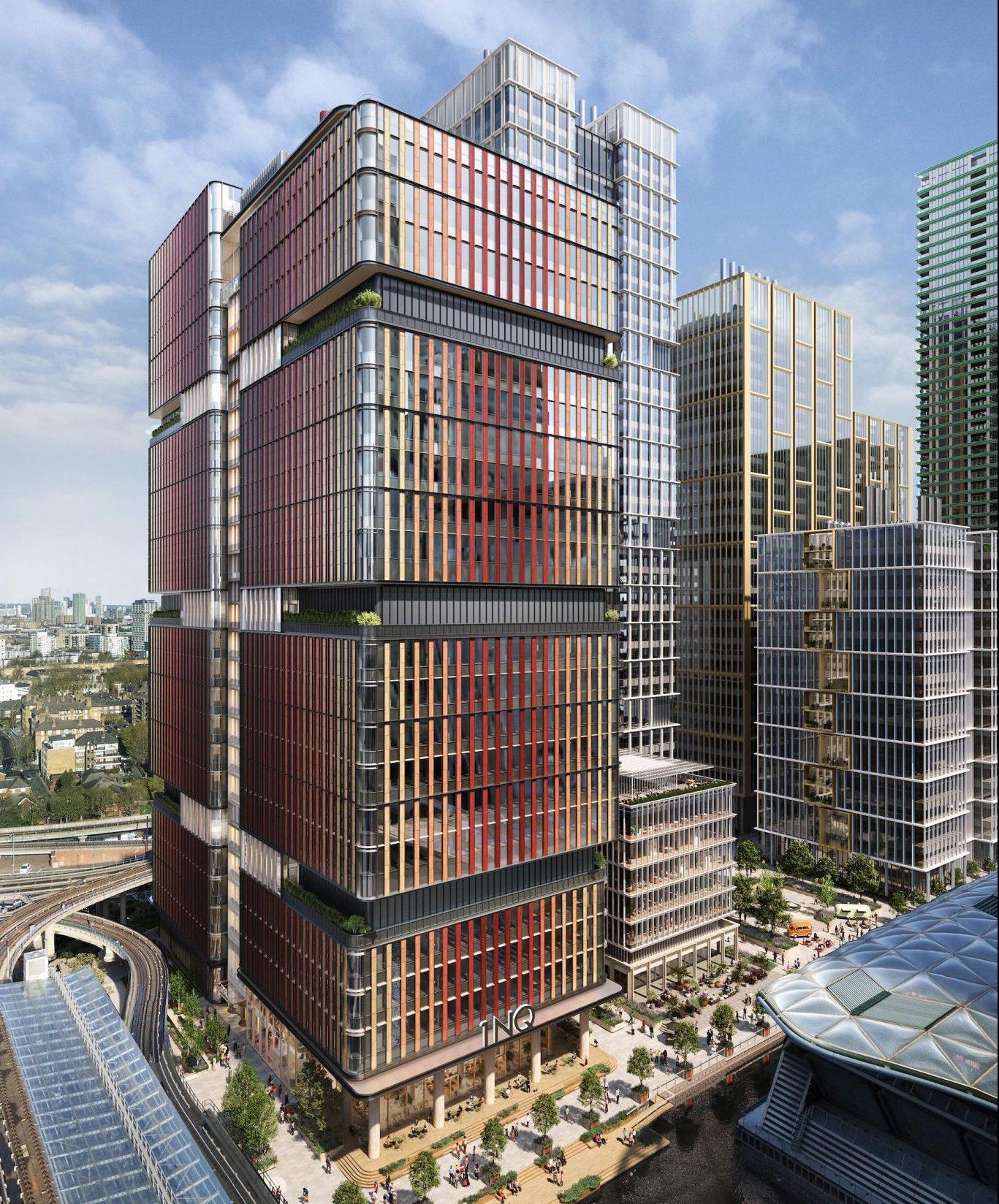 A CGI plan for the Canary Wharf North Quay development
