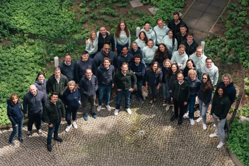 A photo of the Patient21 team taken from a bird's eye view.