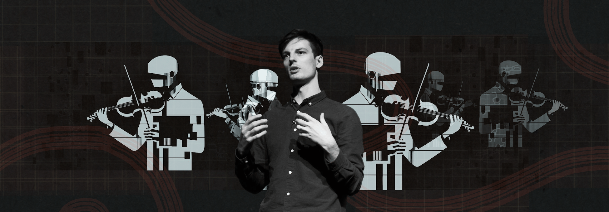 An AI-enhanced image of Ed Newton Rex, former head of audio at Stability AI