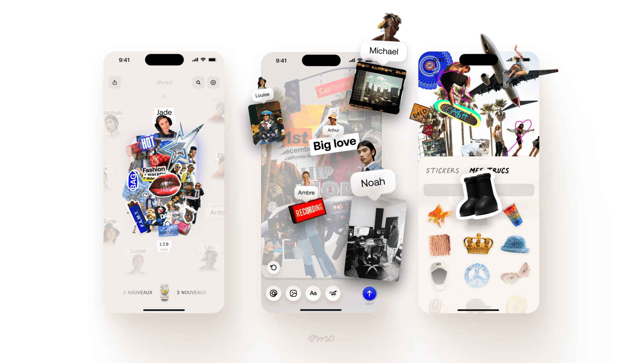 A picture of three user boards in the ID app