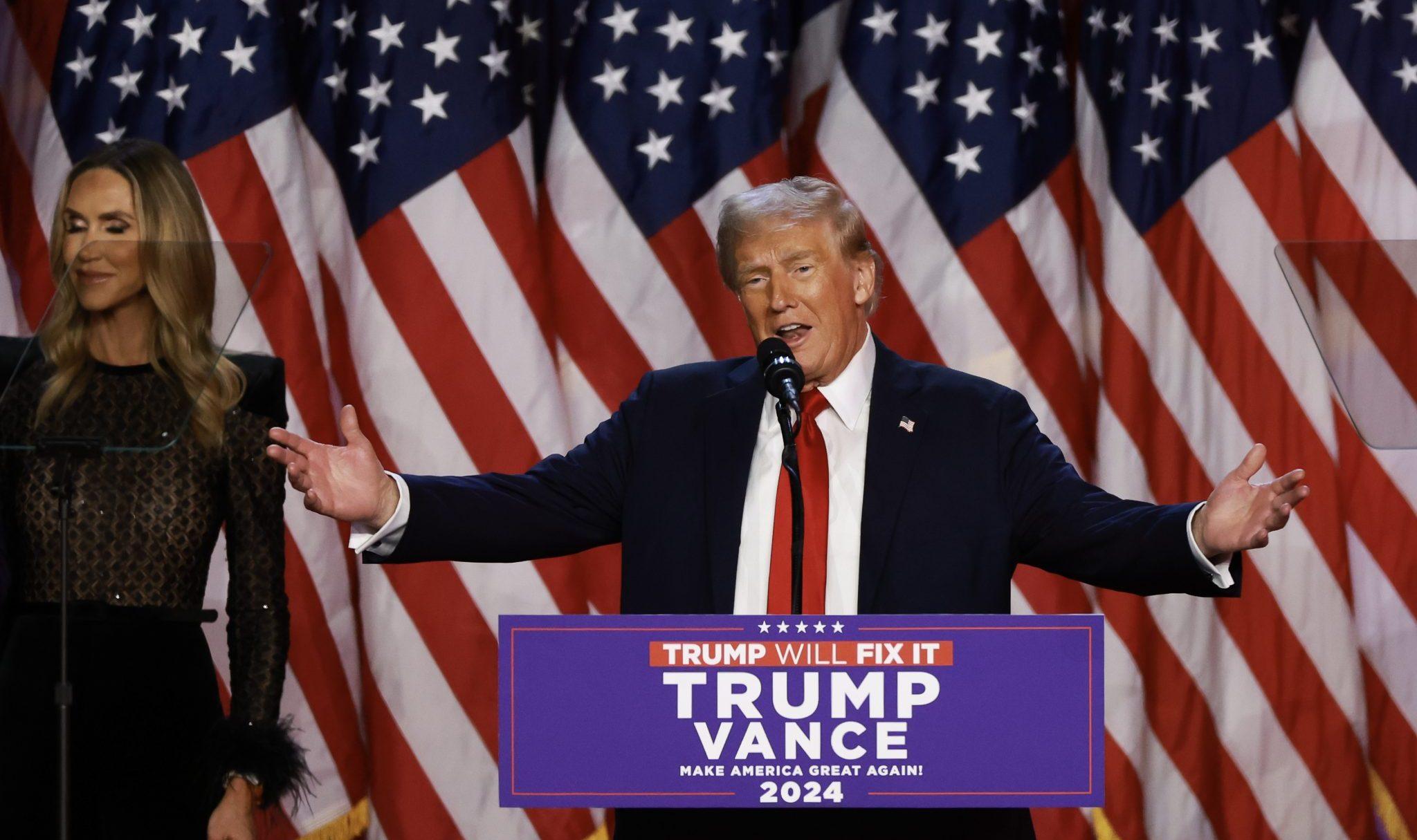 A picture of Donald Trump on election night in 2024.