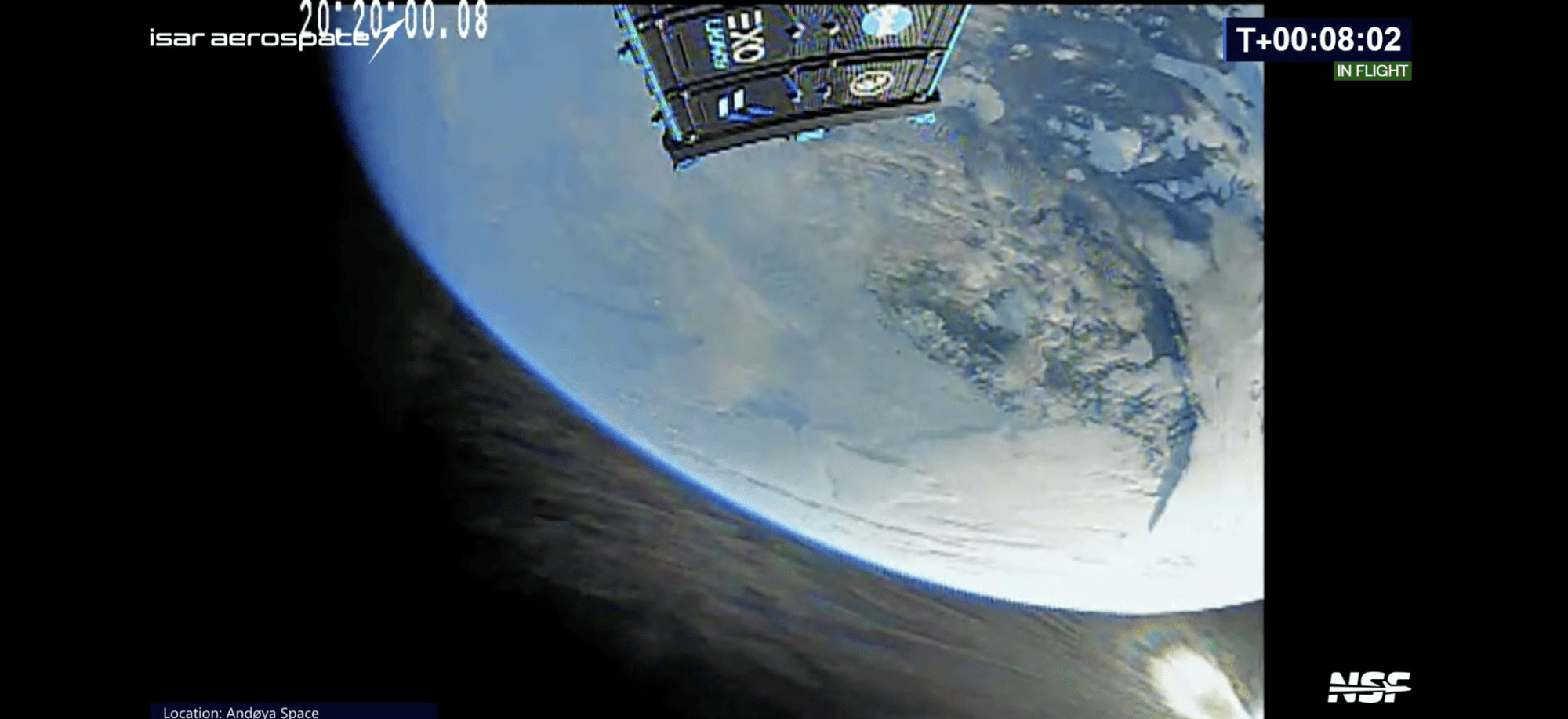 A screenshot of Isar Aerospace's rocket from the company's livestream