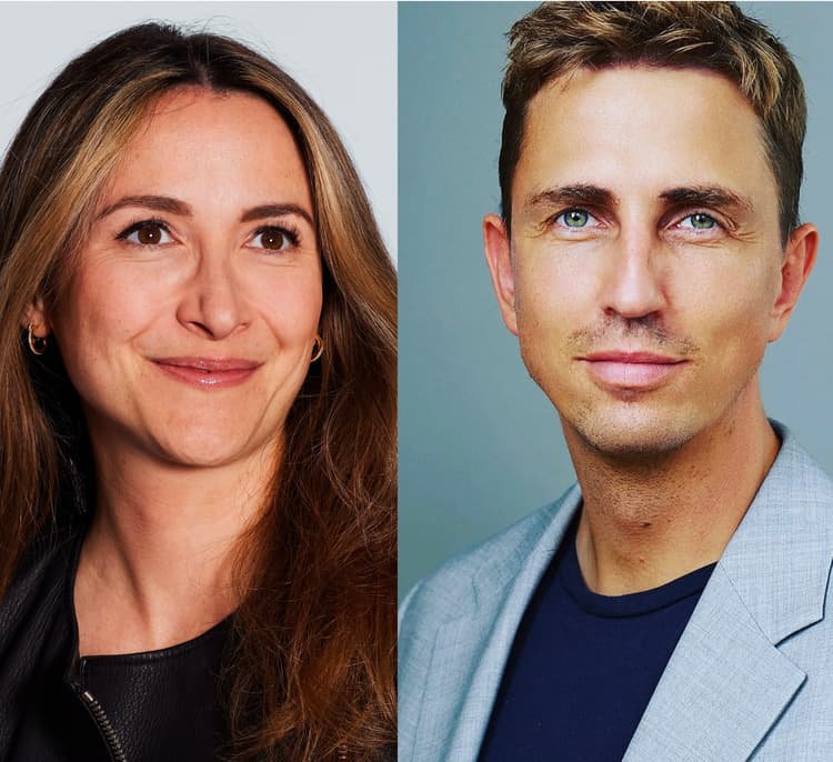 Collage of Laura Connell, partner at Atomico, and Andreas Cleve, CEO of GenAI startup Corti