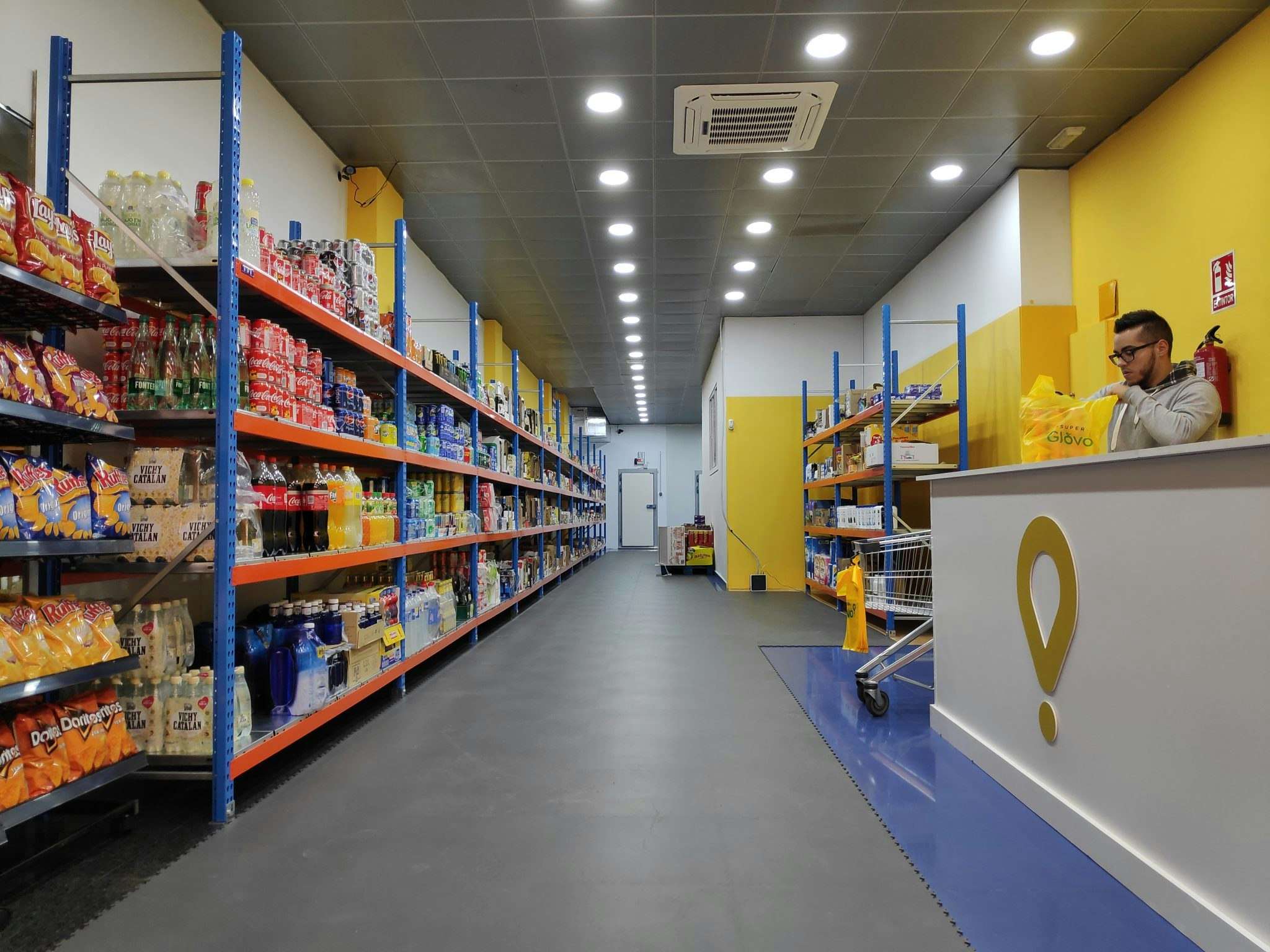 Inside Glovo supermarket in Madrid