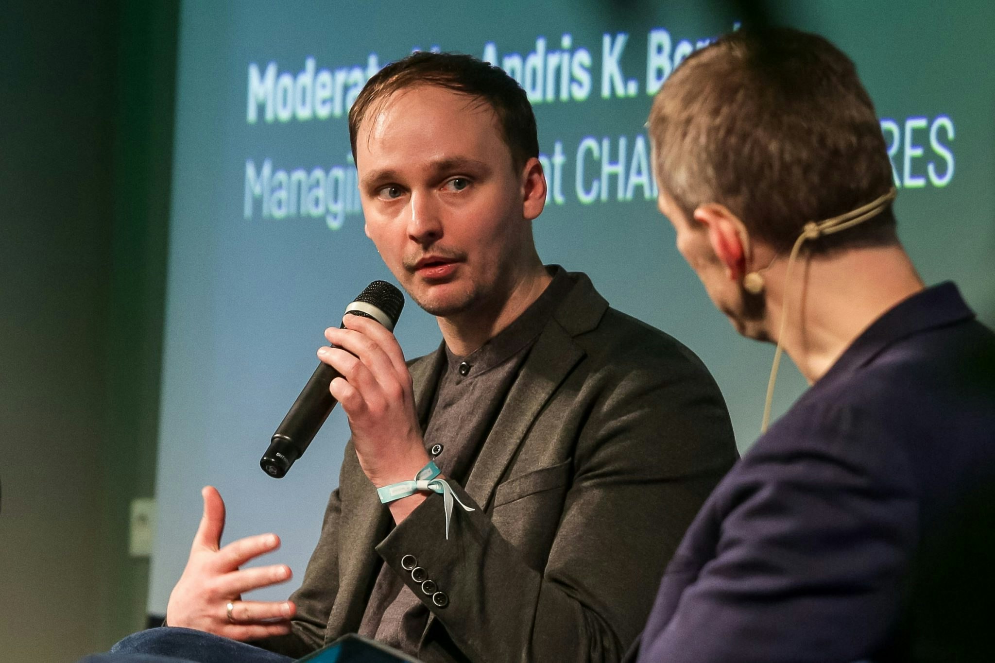 Nordigen cofounder and MD Rolands Mesters speaking at TechChill 2019. Credit: Lauris Vīksne.