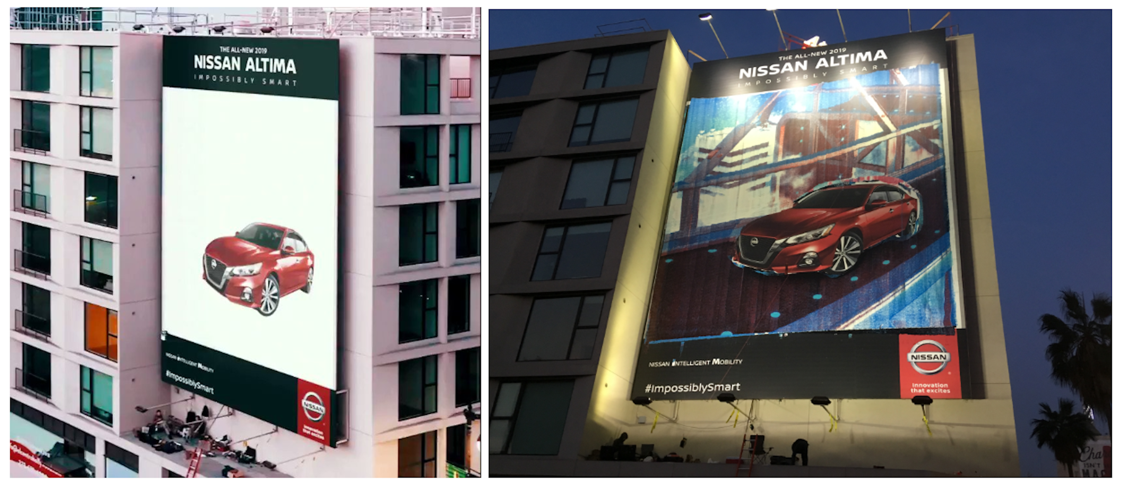 Sprayprinter's Nissan commission involved their robot creating a different background each day.