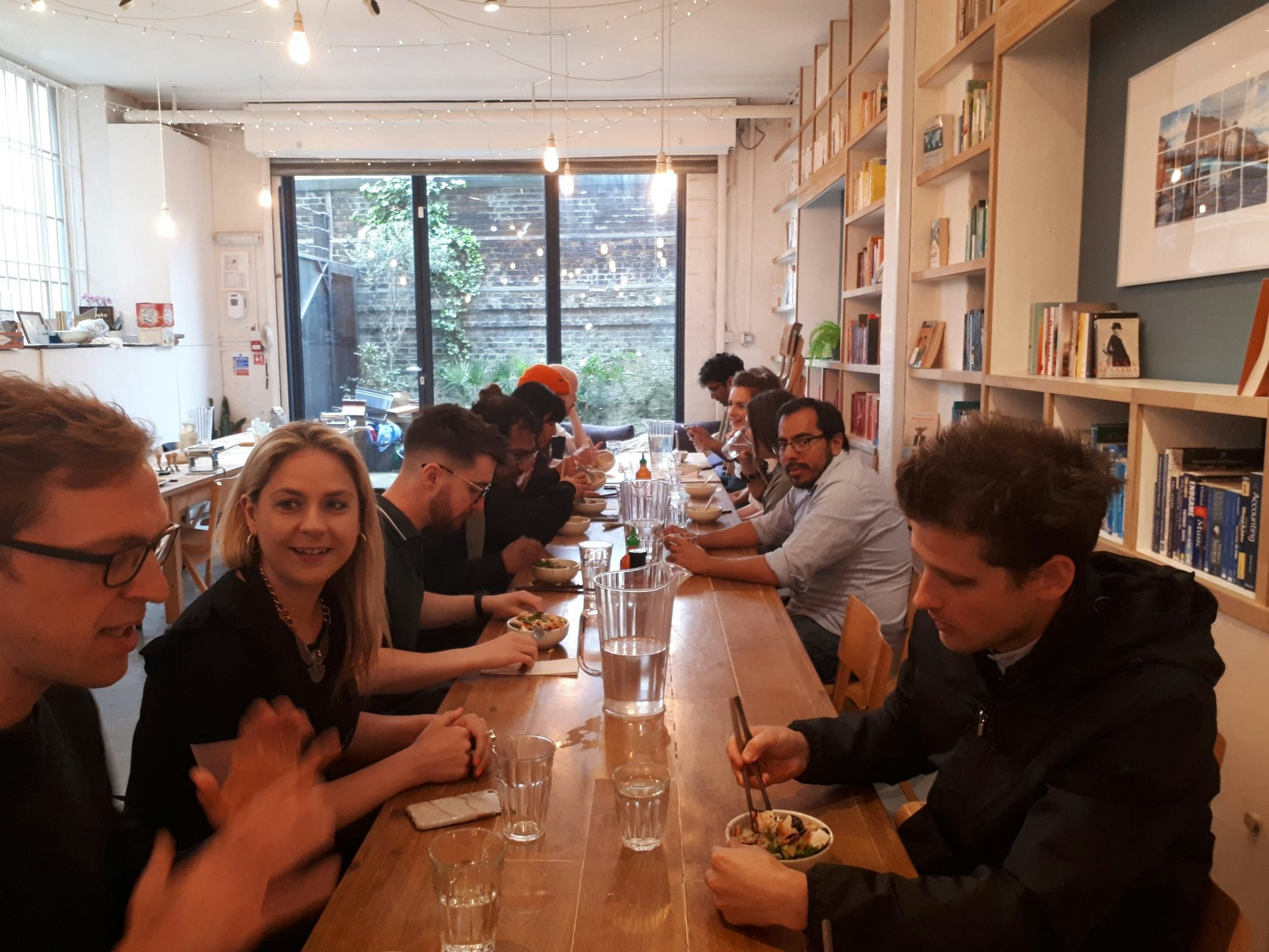 Photo of Roli's team at lunch (Corey Harrower is front right).