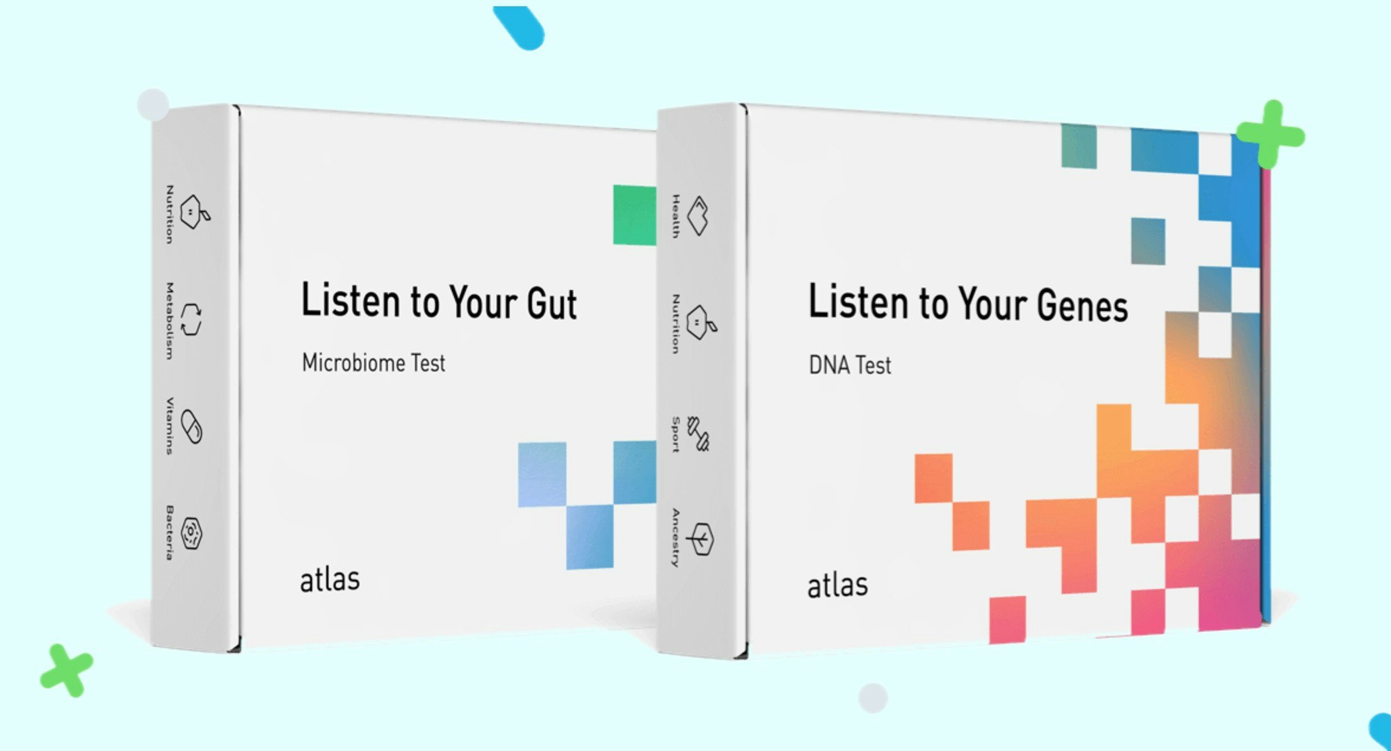 Atlas Biomed DNA and Microbiome test kits.