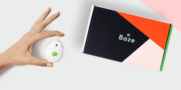 Baze's blood collection device simply sticks on your arm.