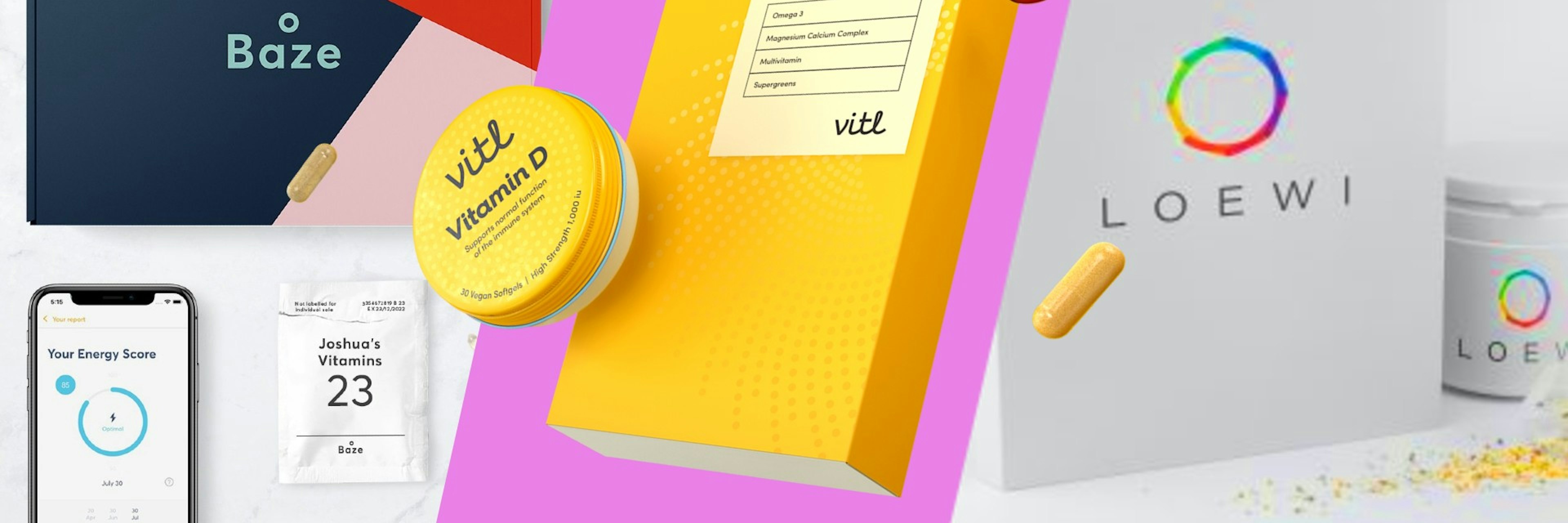 Personalised vitamin packs like Vitl, Baze and Loewi.