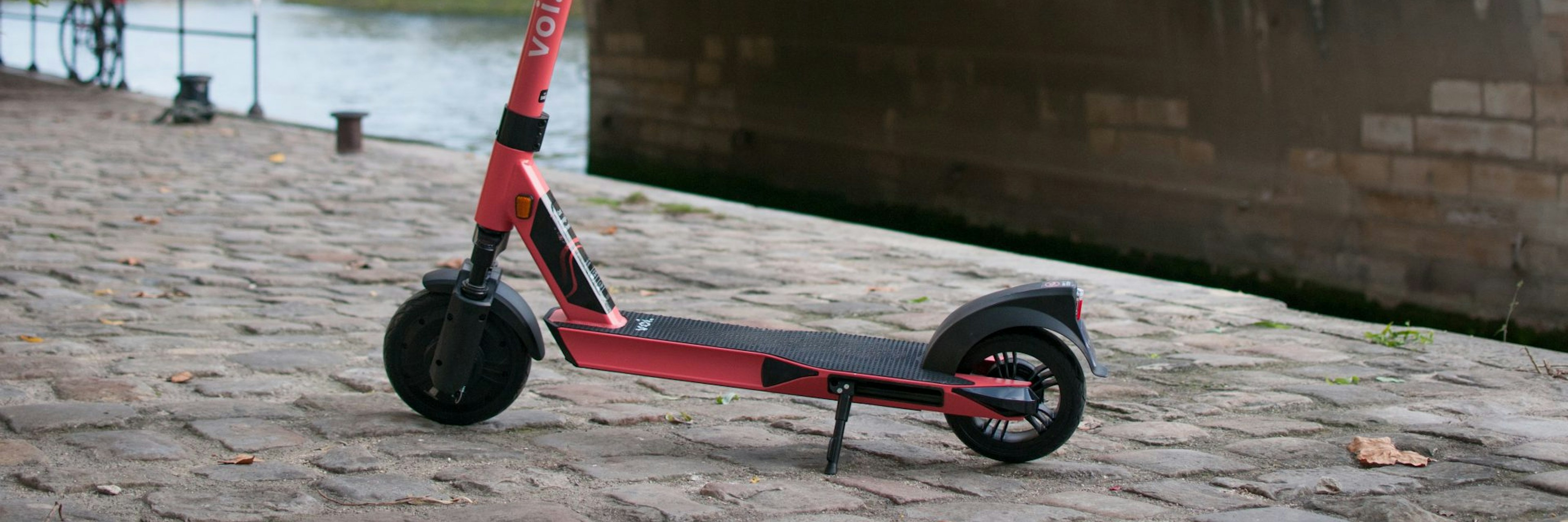 A photo of a Voi scooter.
