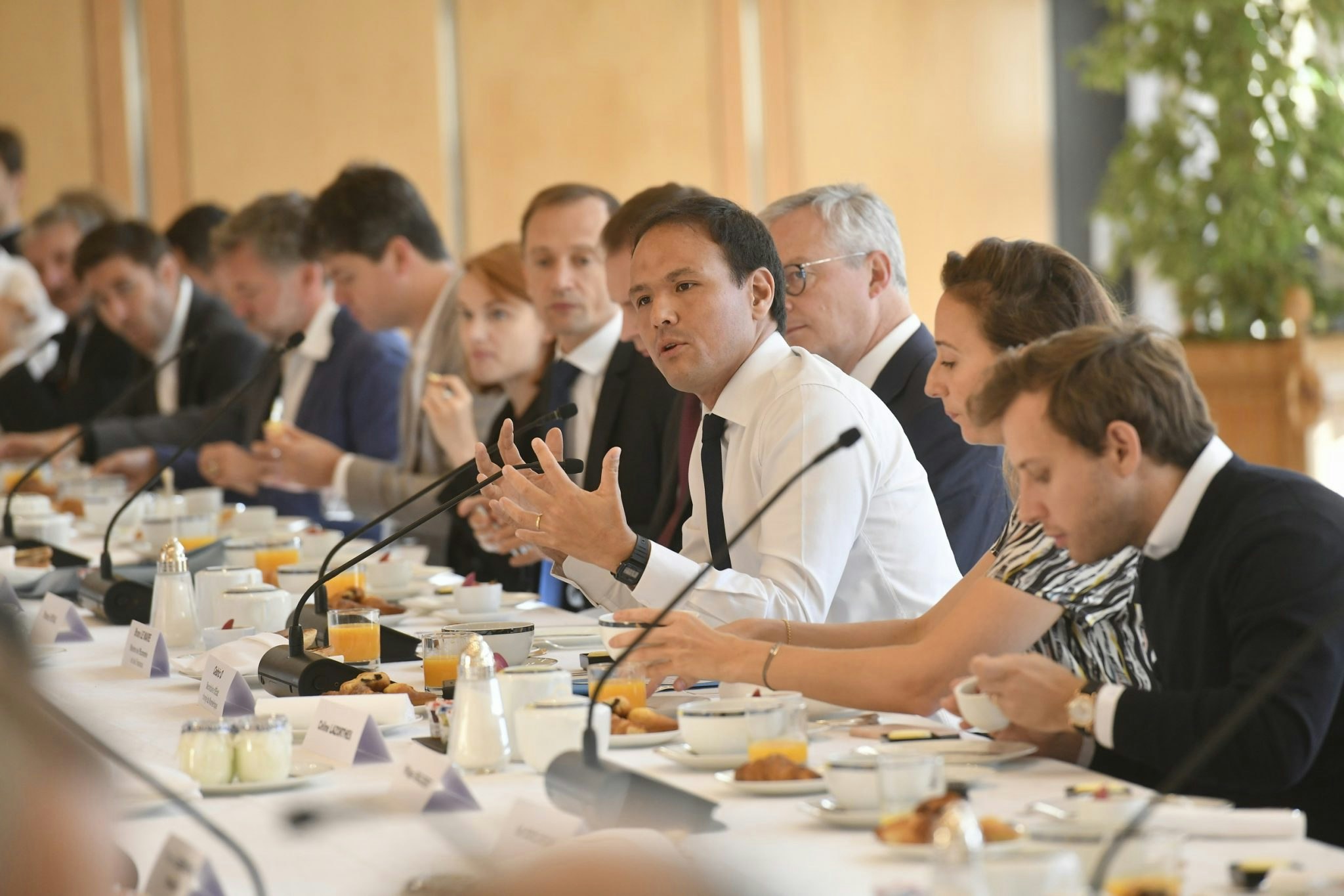 Photo of Cédric O, minister for the digital economy, at a breakfast launch event of the Next40.