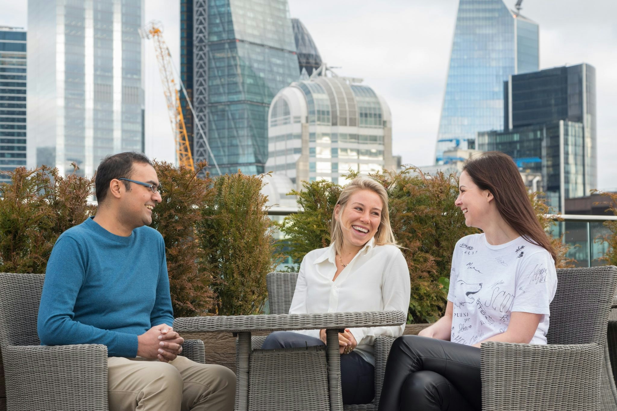 Photo of Blossom partners Imran Gohry, Ophelia Brown and Louise Samet.