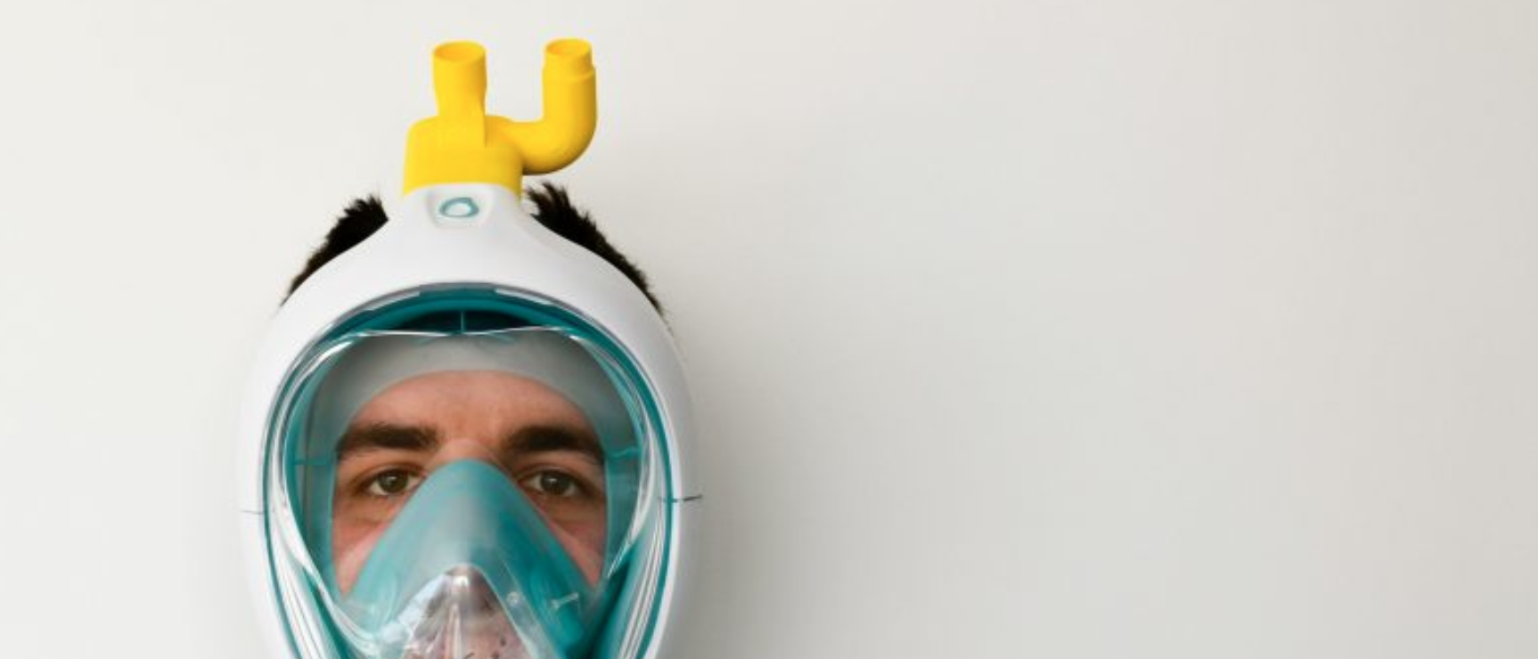 Picture of a Decathlon snorkelling mask with a valve that turns it into a respiratory mask