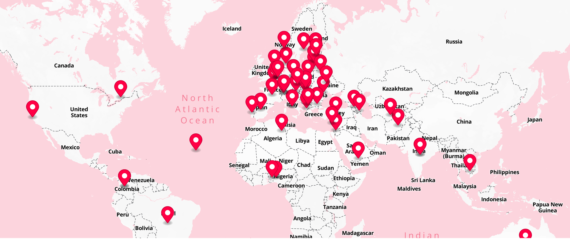 Map showing Hack the Crisis events