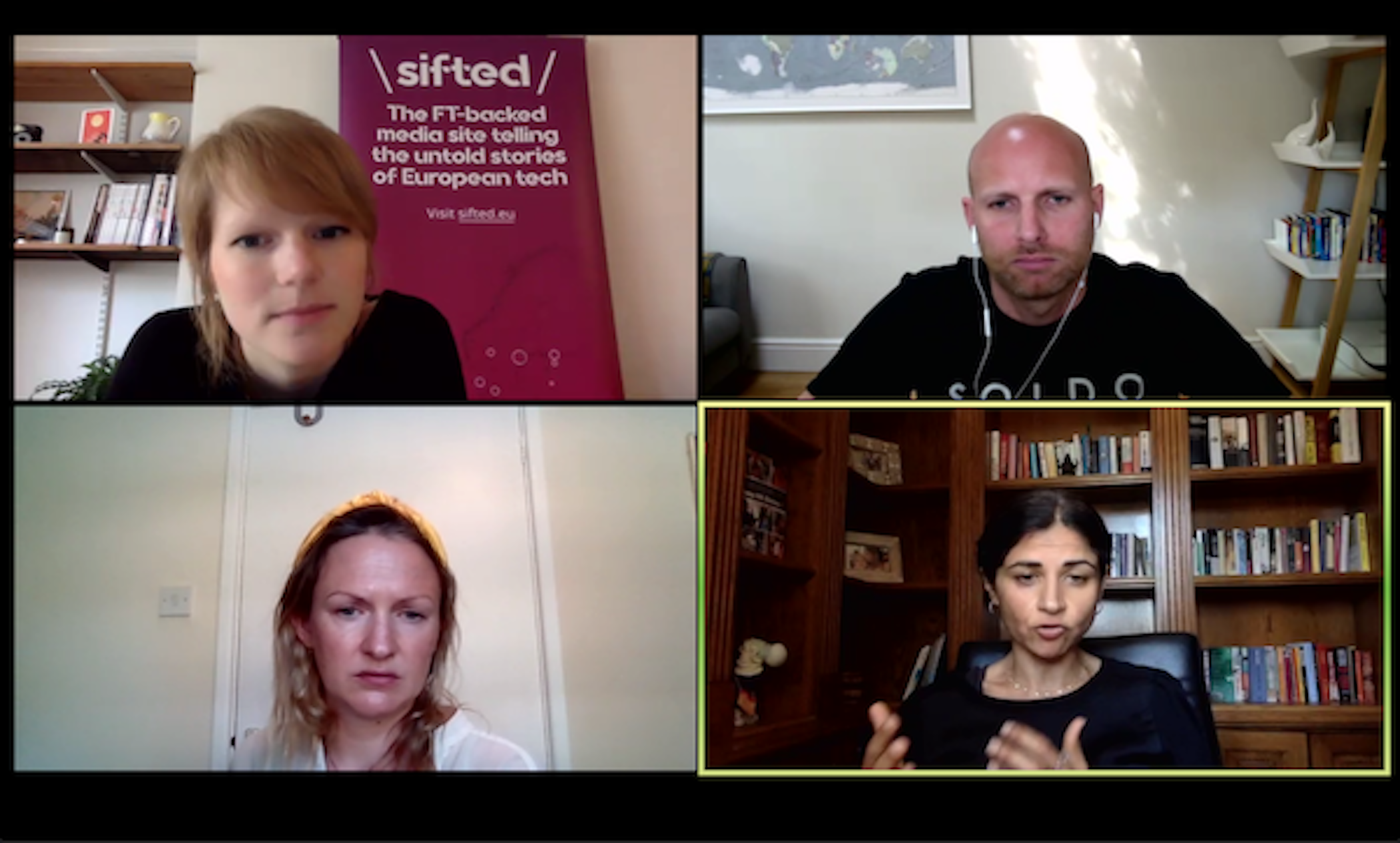 photo of Amy Lewin, Caroline Tullock, Darren Upson and Sonali De Rycker on a zoom webinar