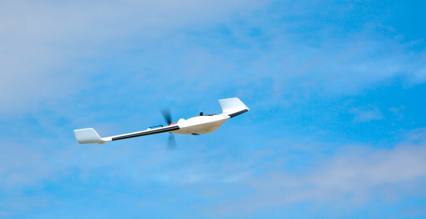 A photo by Delair showing one of its drones flying.