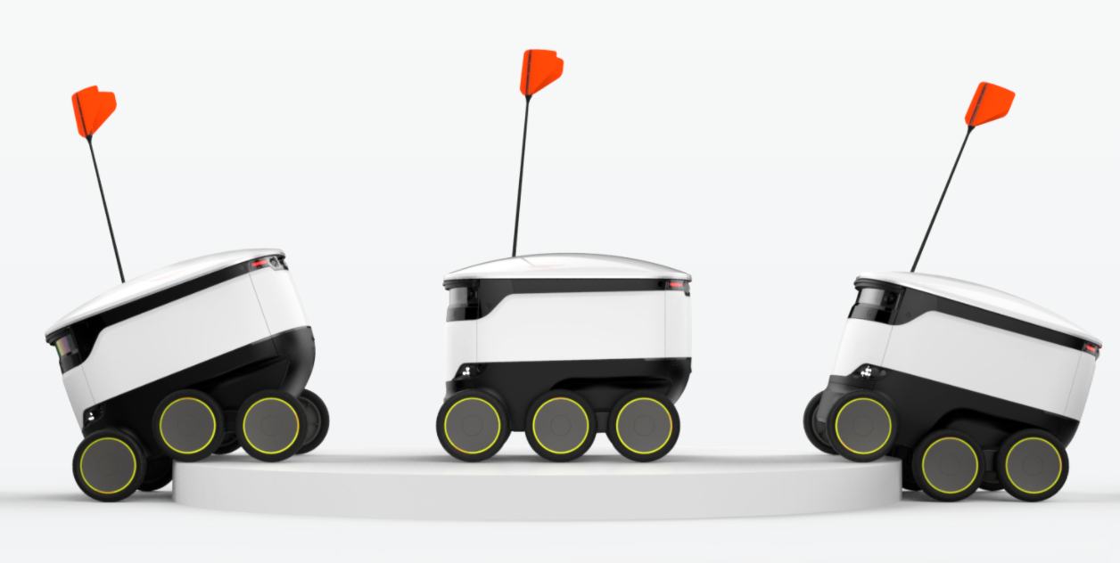 Starship robots go over a step