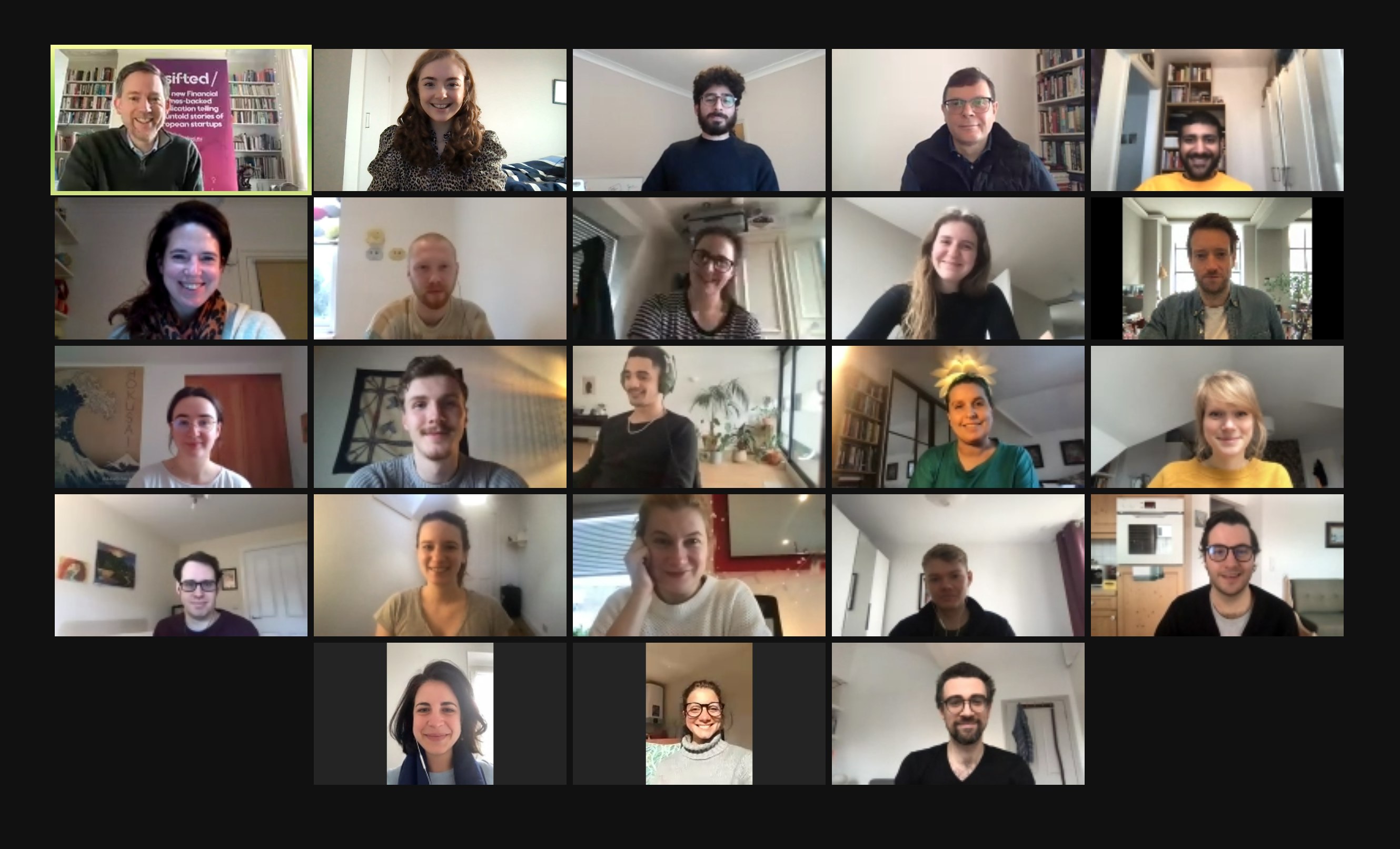 Members of the Sifted team on a video call together