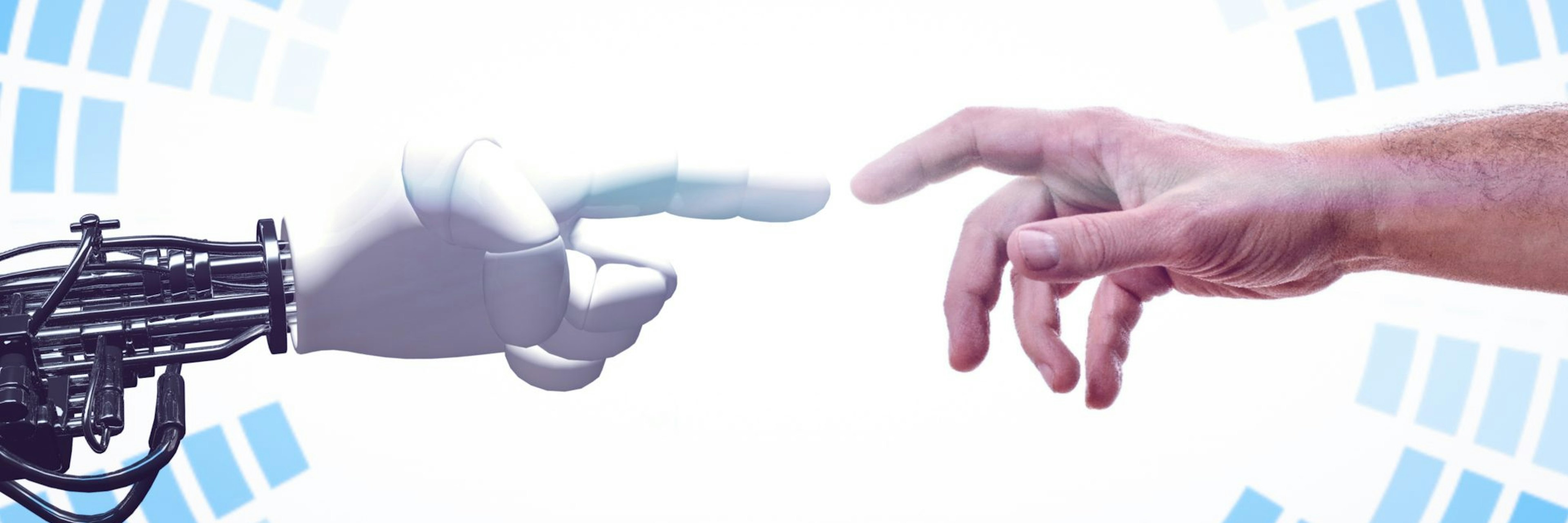Picture of robot and human hand