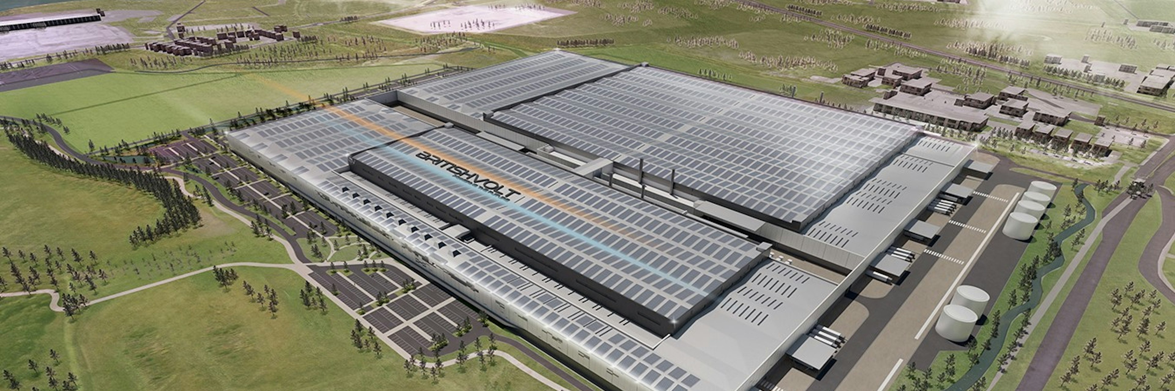 A rendering of what Britishvolt's gigafactory would look like completed