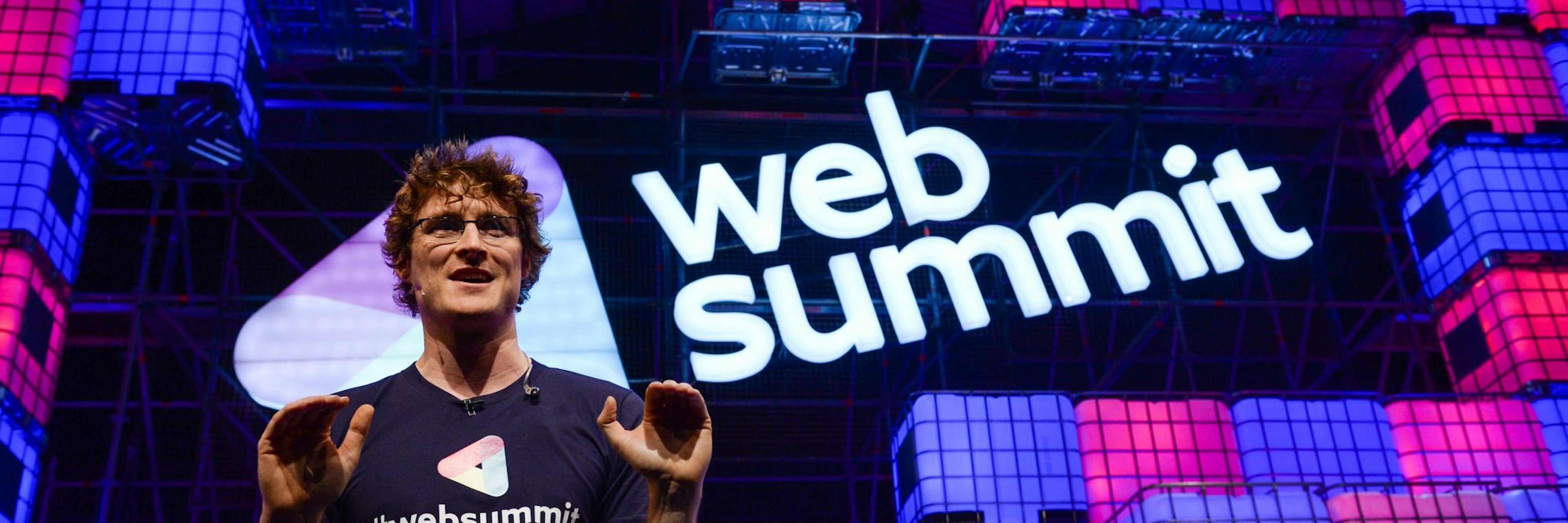 Founder of Web Summit Paddy Cosgrave on stage at the event. Picture credit: Stephen McCarthy / SPORTSFILE / Web Summit