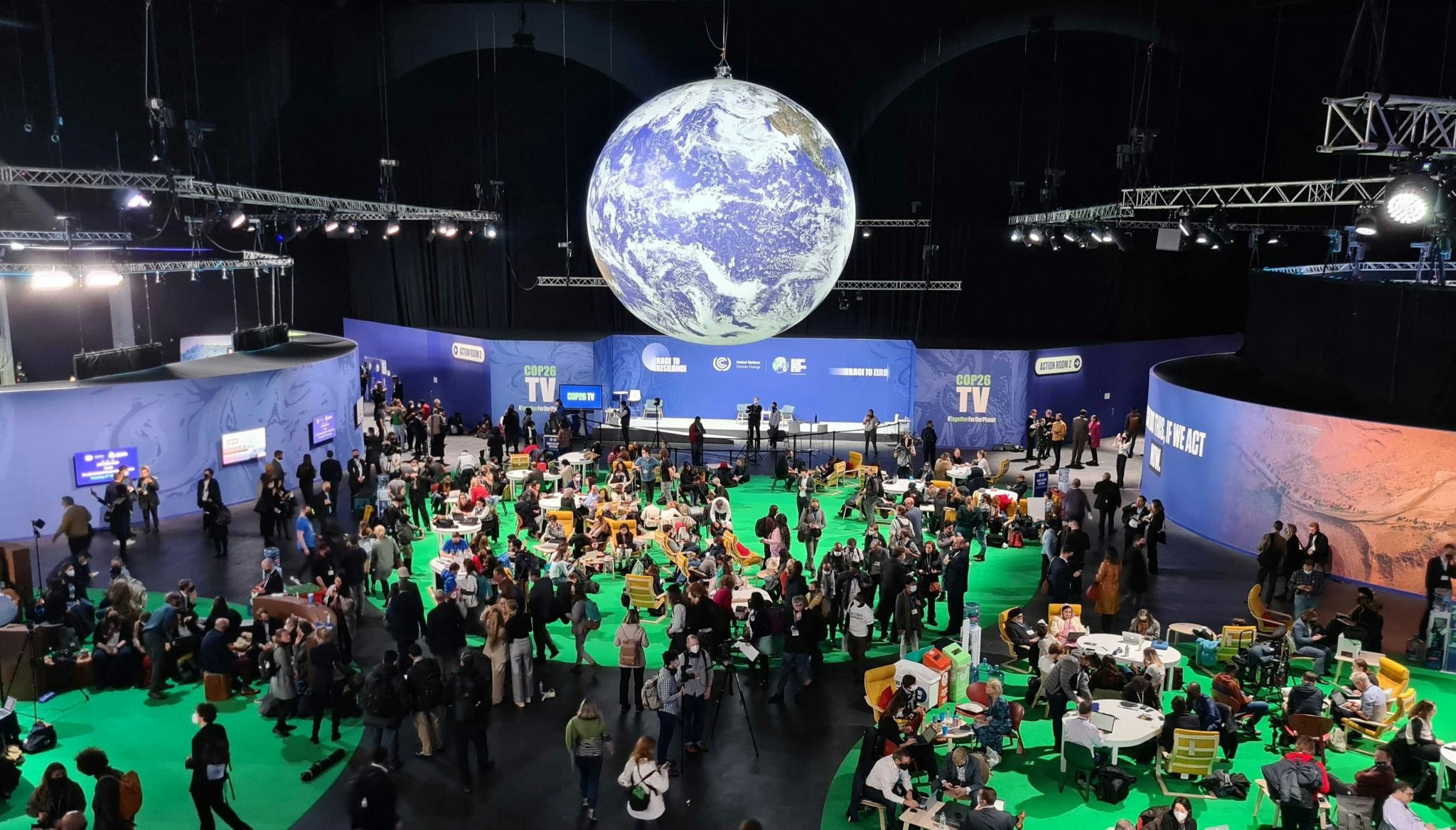 the main stage at the cop26 climate conference in Glasgow