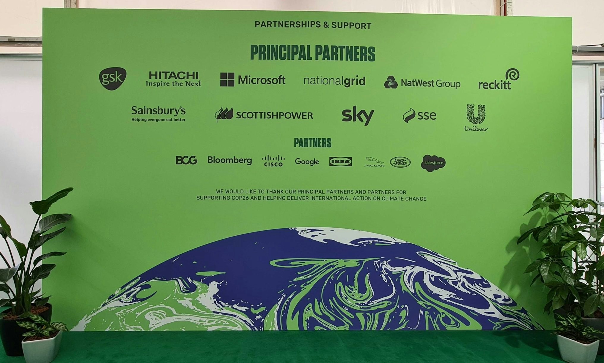 Banner of corporate sponsors of Cop26
