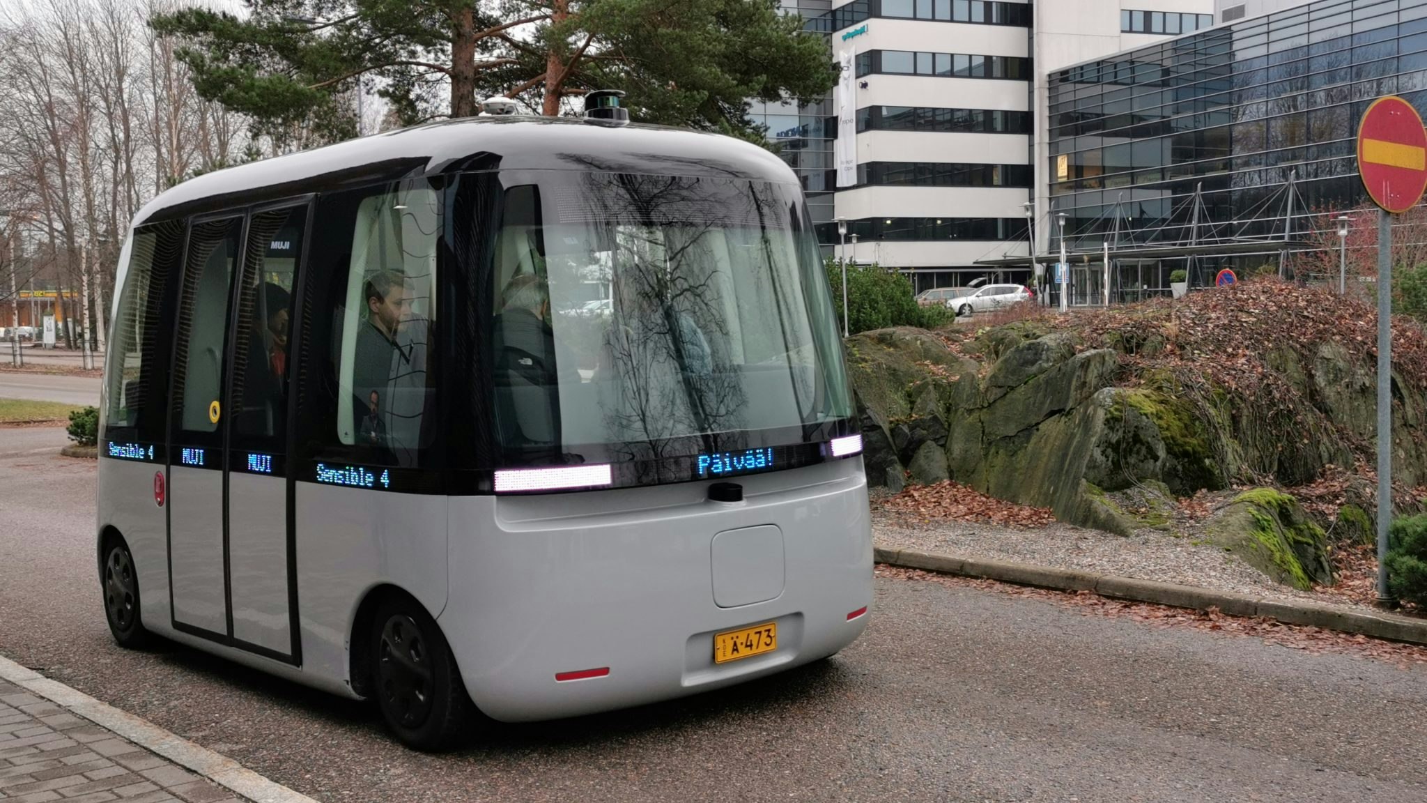 A Sensible 4 autonomous shuttle in Helsinki, Finland.