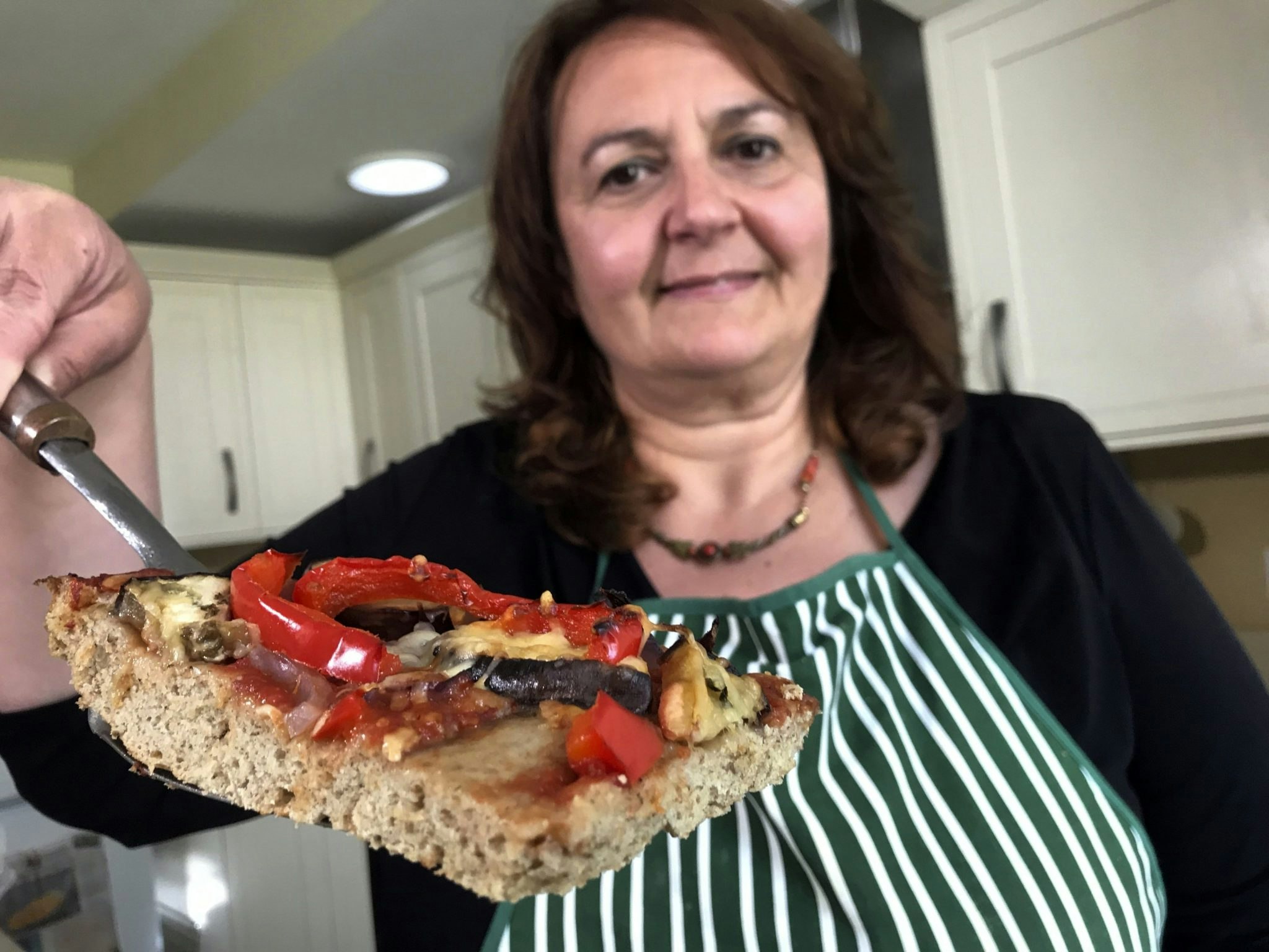Tiziana Di Costanzo, founder of Horizon Foods, with a cricket flour pizza