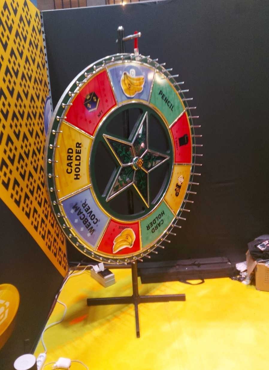 Binance's spinning merch wheel