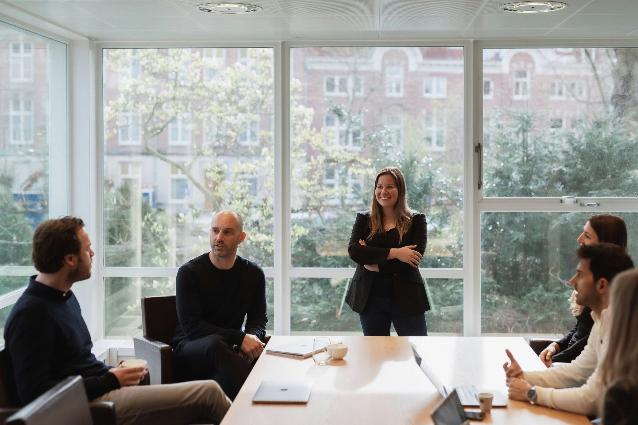 A group of people sitting at a table