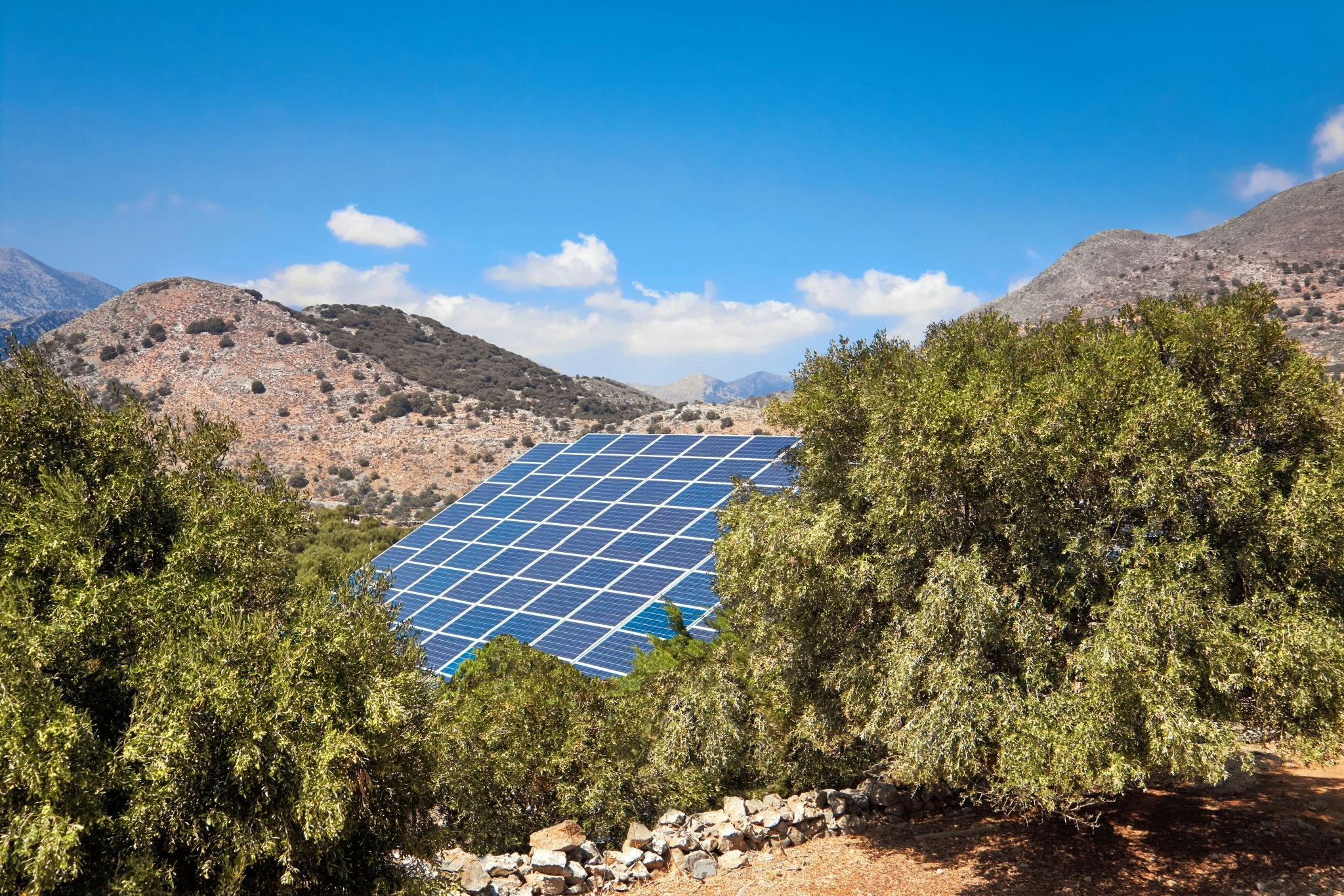 Solar panels on Crete in Greece