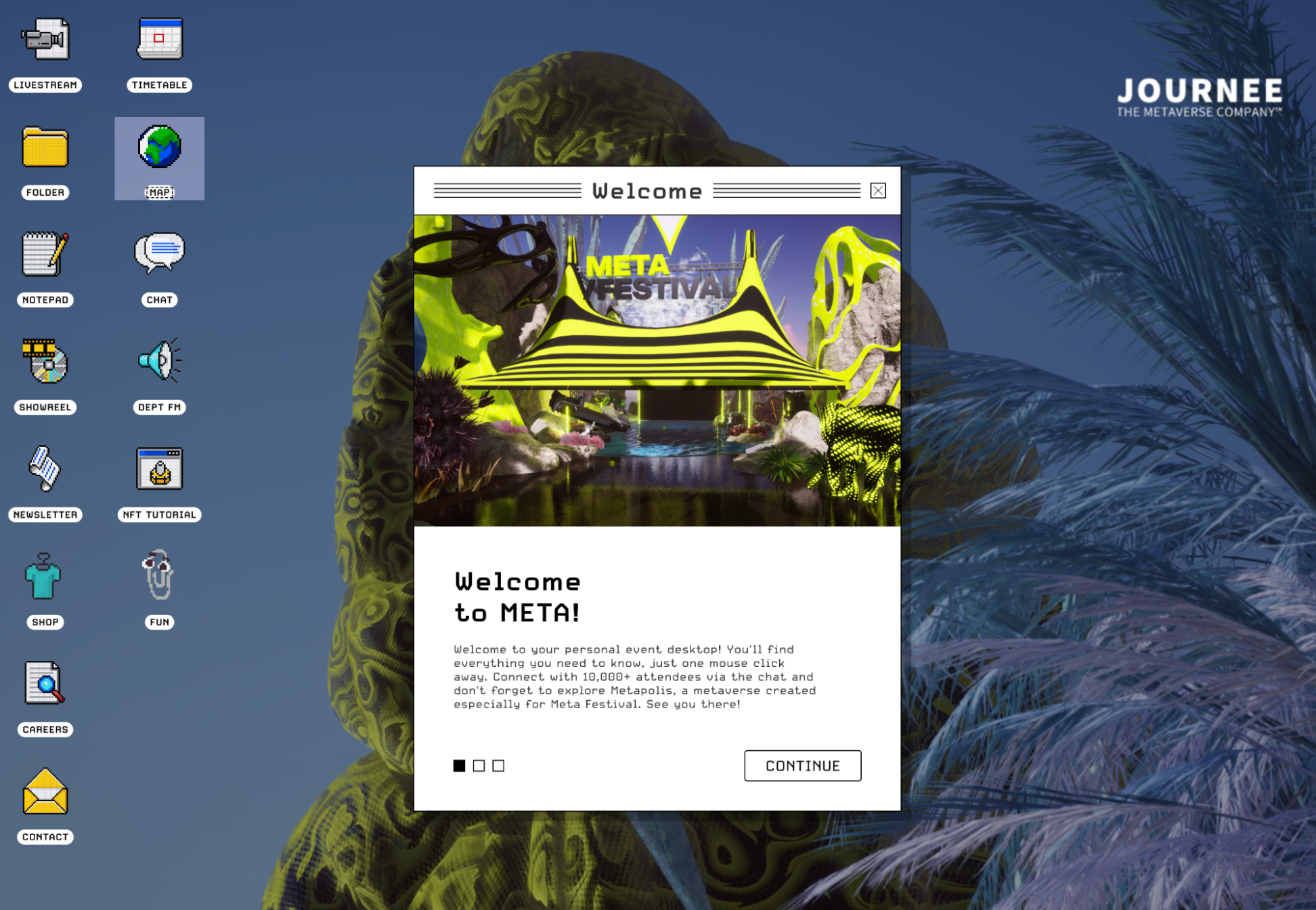 The 00s Windows-themed login page to the Meta Festival