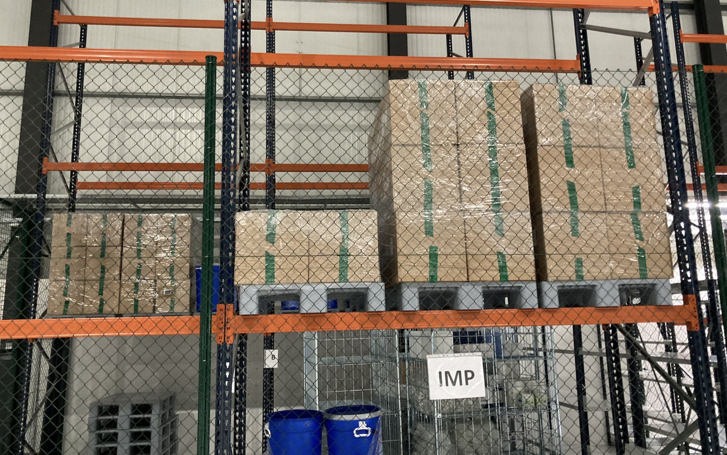 Around 400kg of boxed up cannabis “biomass” at Somai Pharmaceuticals' production lab