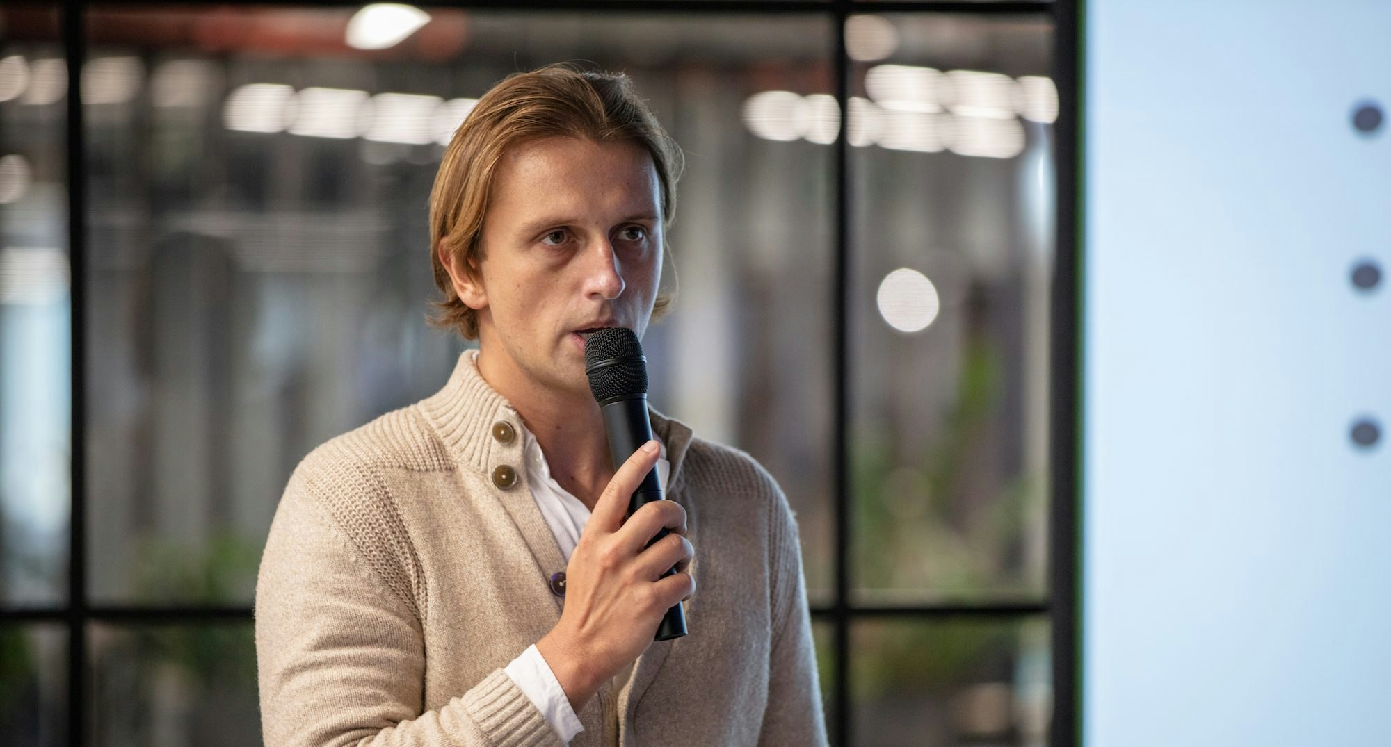 Revolut CEO Nik Storonsky speaking at an event