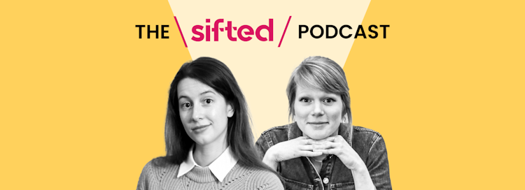 A branded image for The Sifted Podcast, featuring editor Amy Lewin and deputy editor Eleanor Warnock