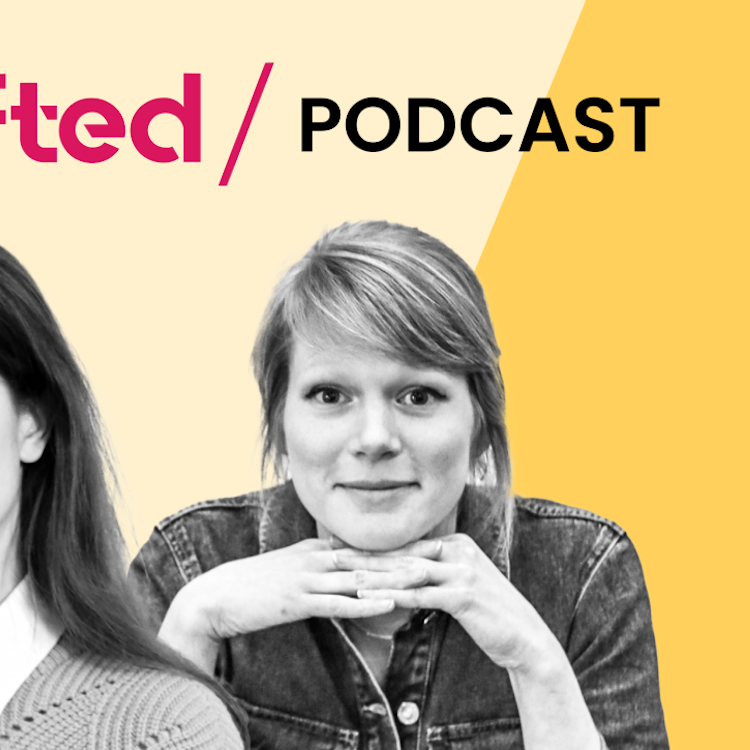 A branded image for The Sifted Podcast, featuring editor Amy Lewin and deputy editor Eleanor Warnock
