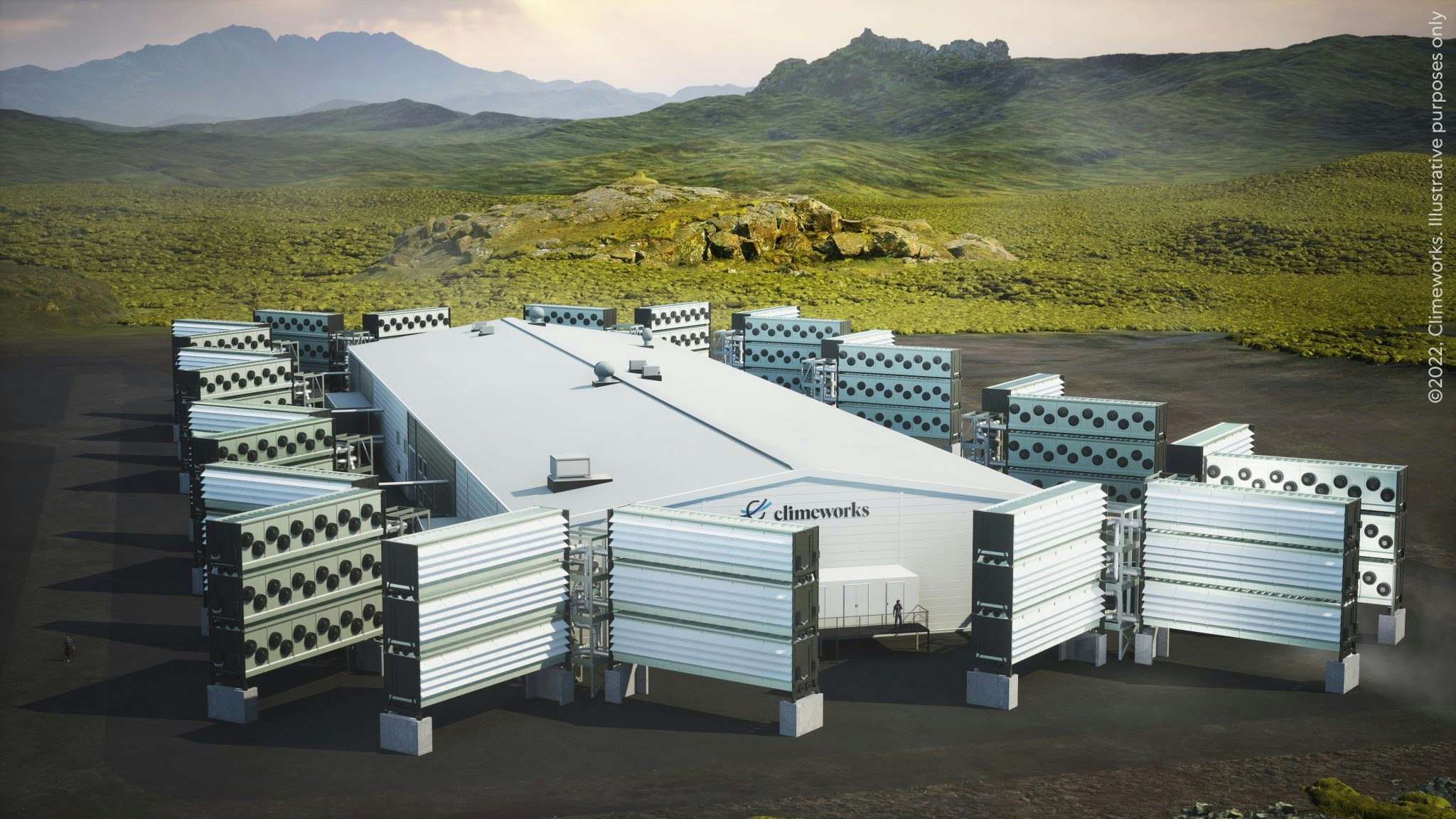 A rendering of Climeworks’ second plant, Mammoth. Credit: Climeworks.