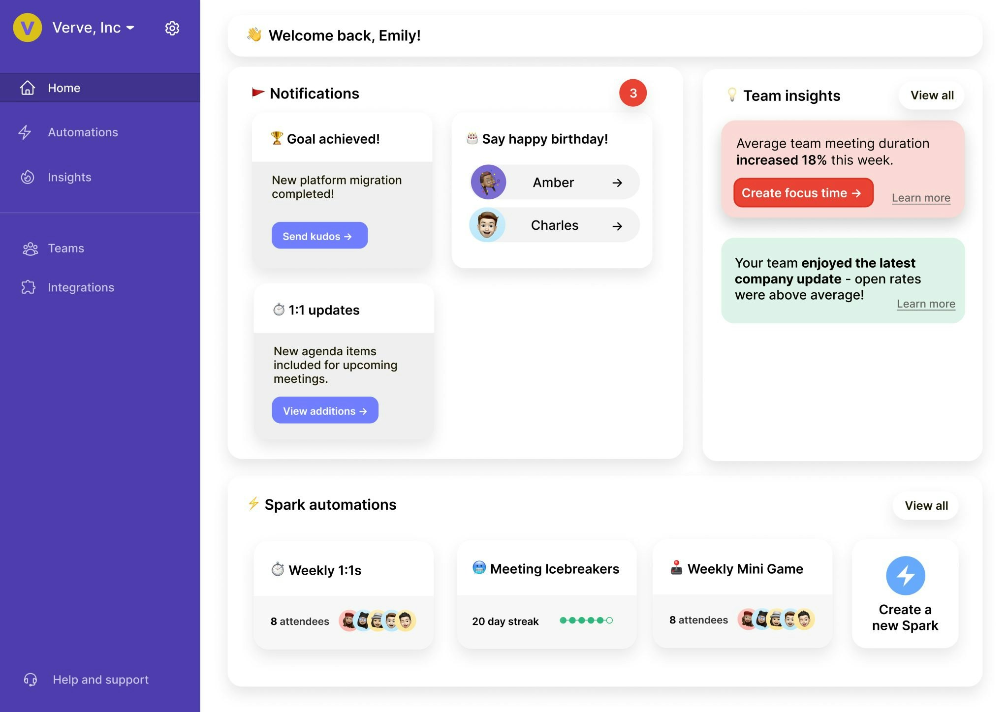 A screenshot of the Verve interface